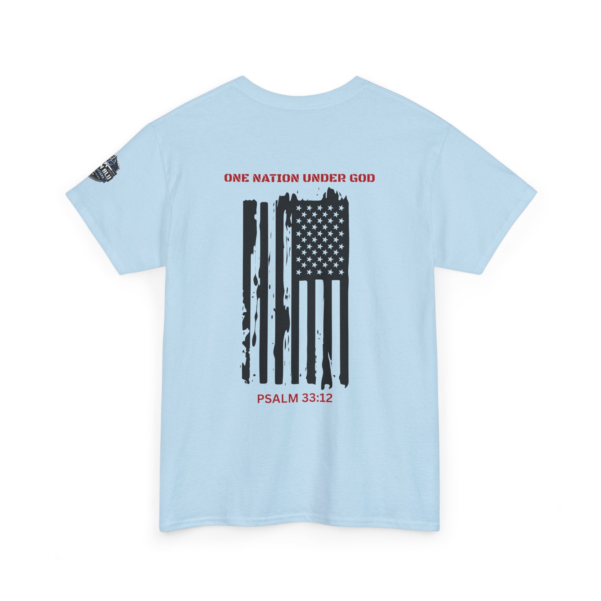 Patriotic 'One Nation Under God' Tee — Psalm 33:12 Flag T‑Shirt