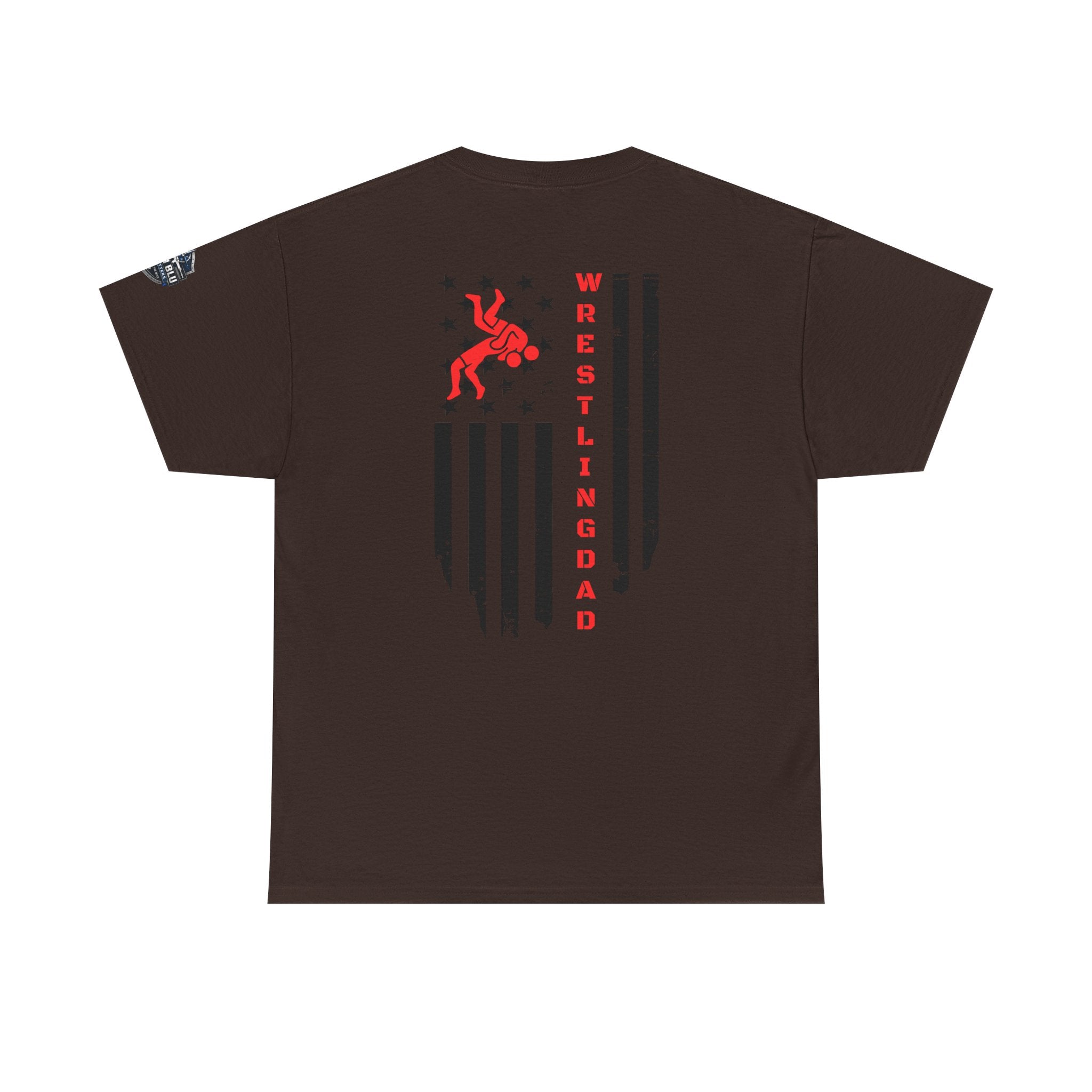 Wrestling Dad T‑Shirt — Distressed Flag Back Graphic Tee