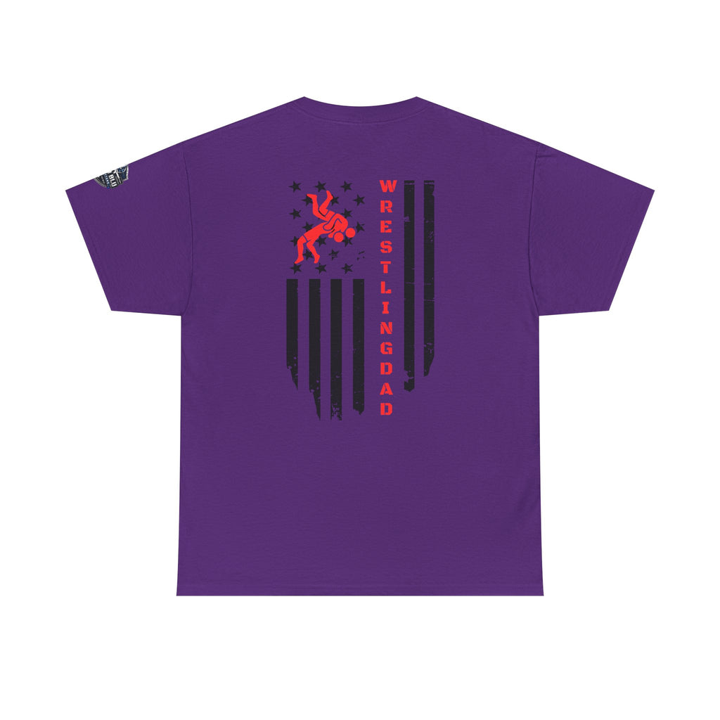 Wrestling Dad T‑Shirt — Distressed Flag Back Graphic Tee