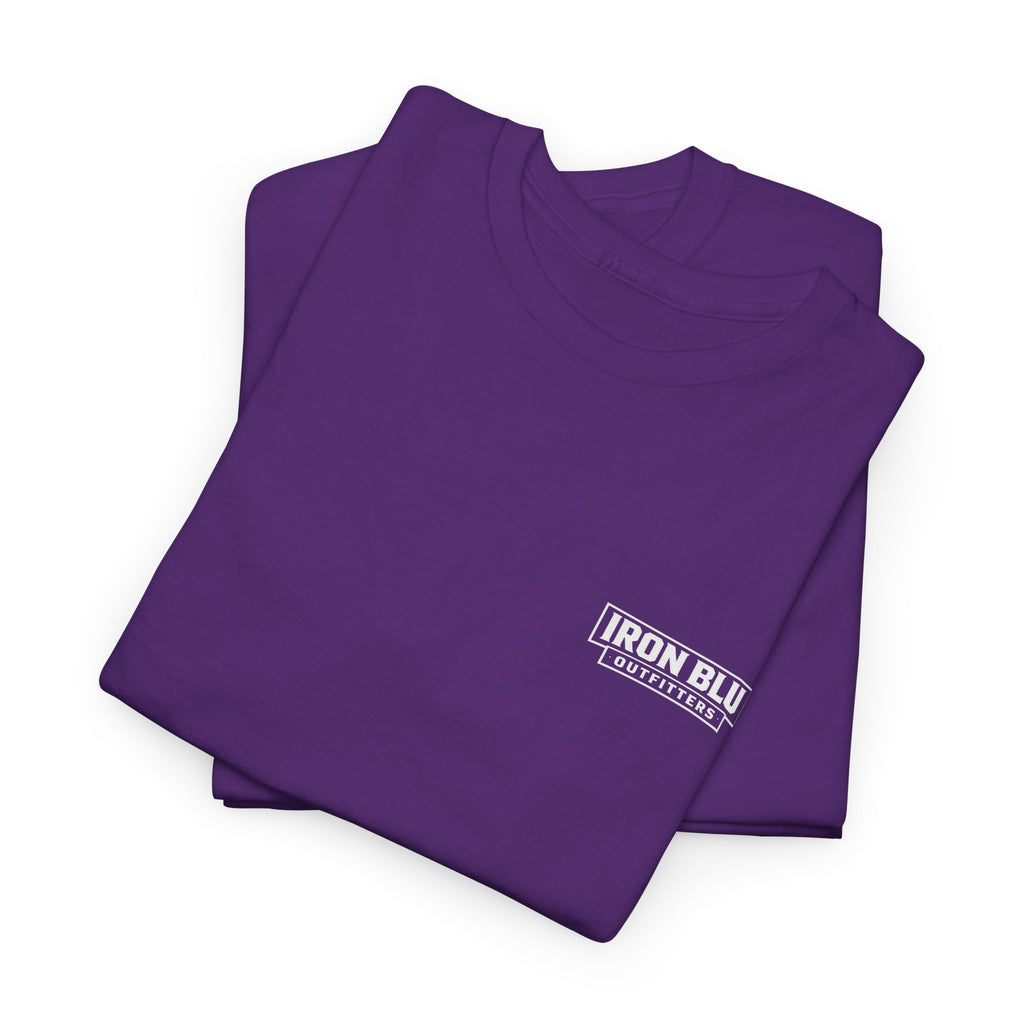 Scout Dad Camping T‑Shirt — Tent, Pine Trees & Fleur‑de‑Lis Outdoor Tee