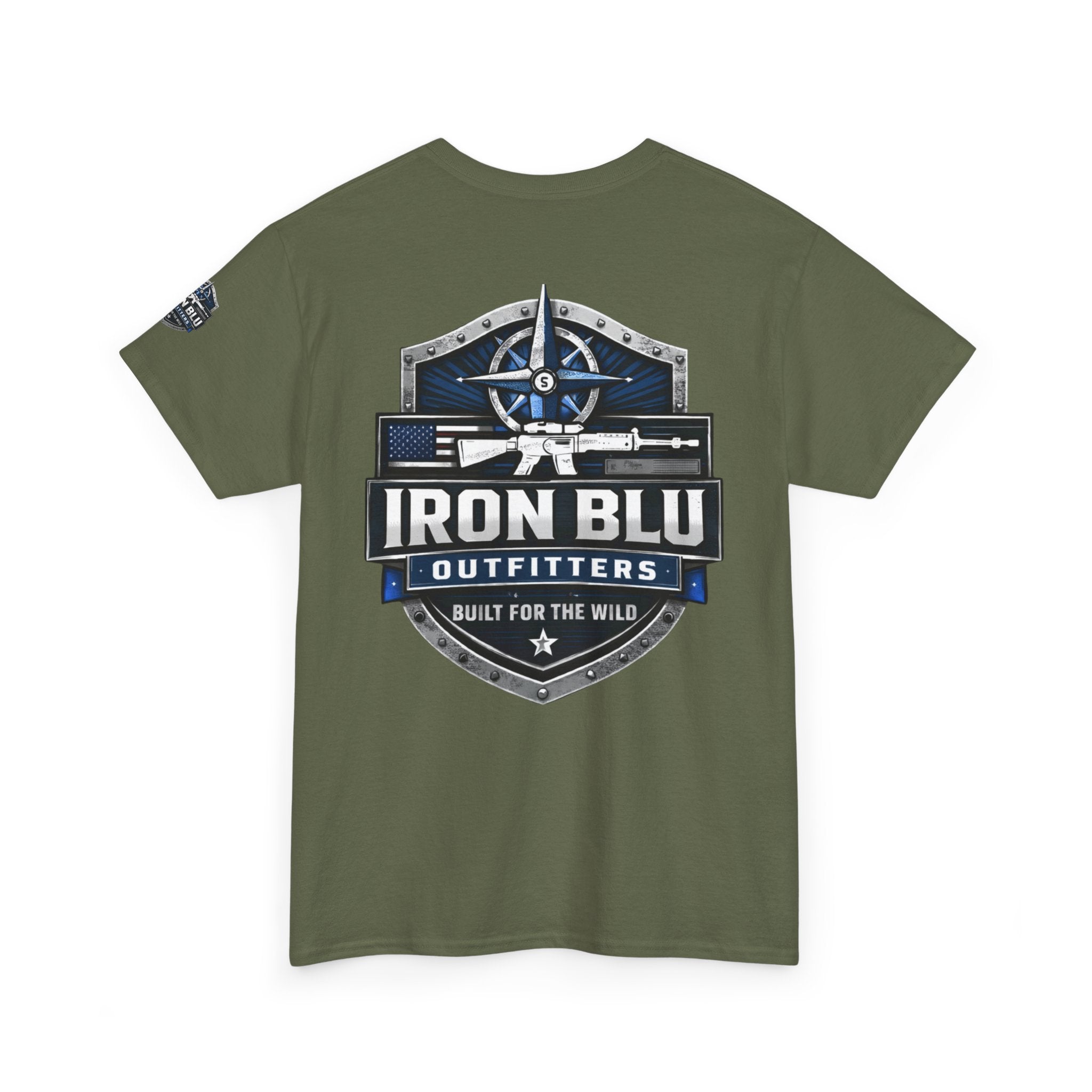 Iron Blu Outfitters T‑Shirt — 'Built for the Wild' Outdoor Logo Tee
