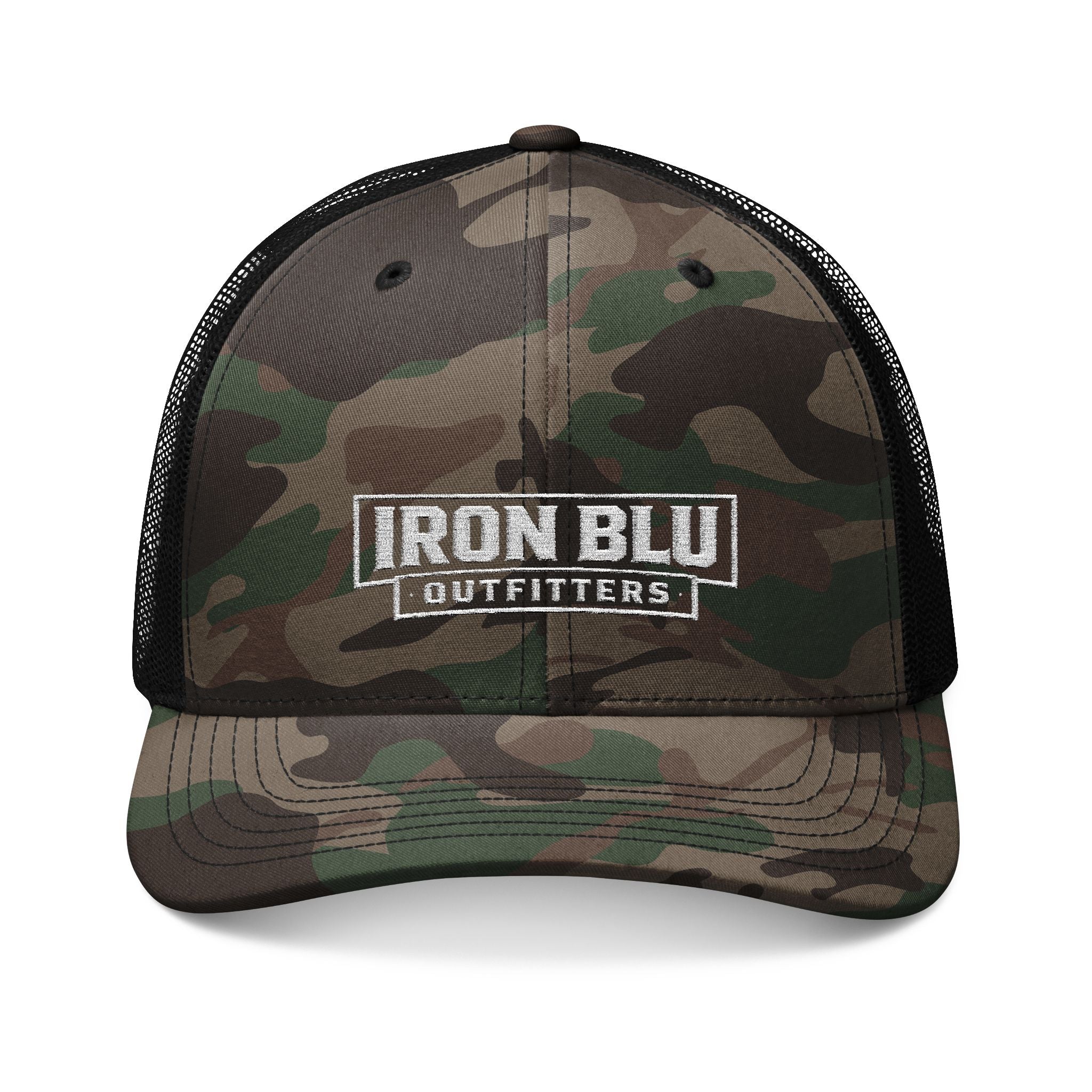Camo Trucker Hat — Embroidered Military-Style Mesh Cap