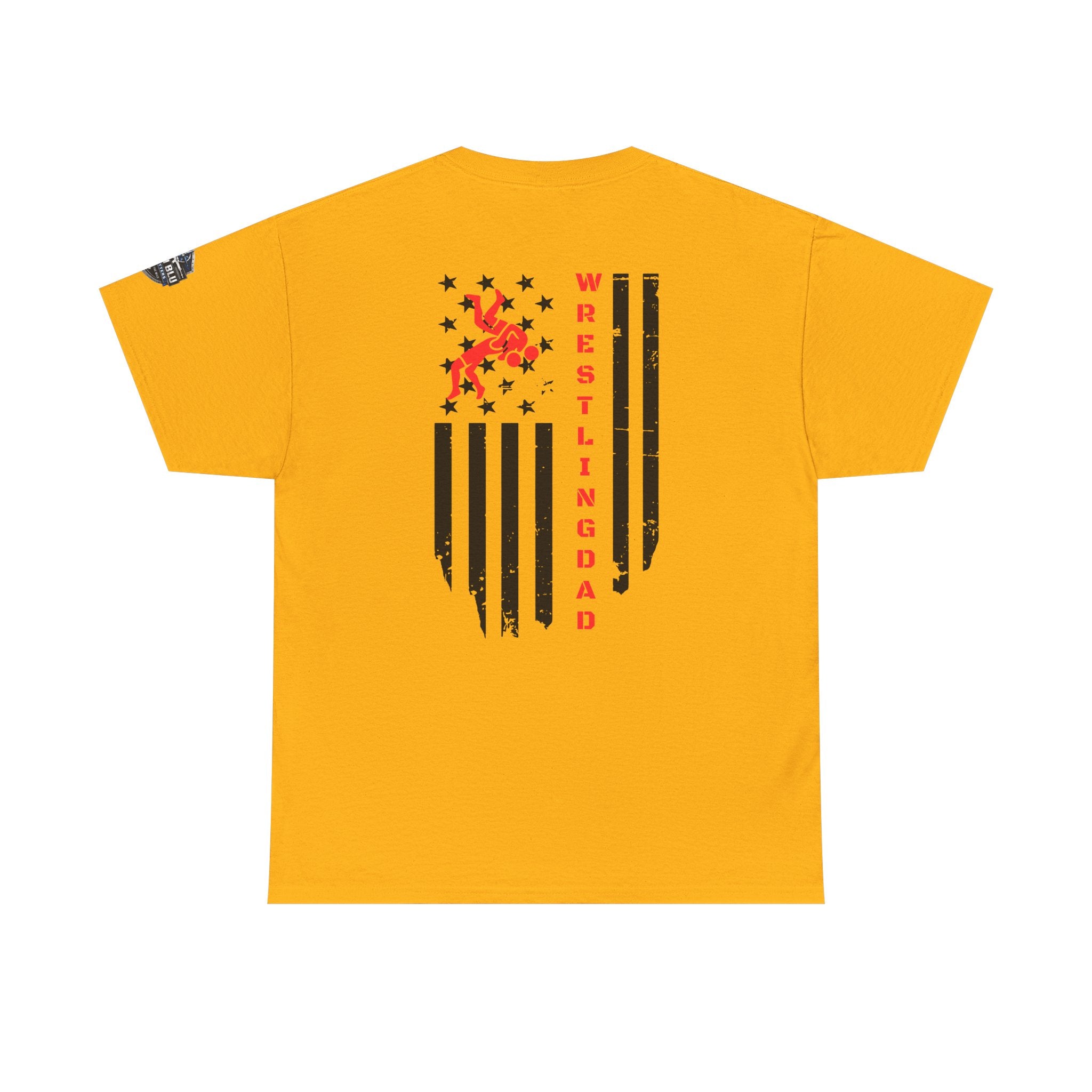 Wrestling Dad T‑Shirt — Distressed Flag Back Graphic Tee