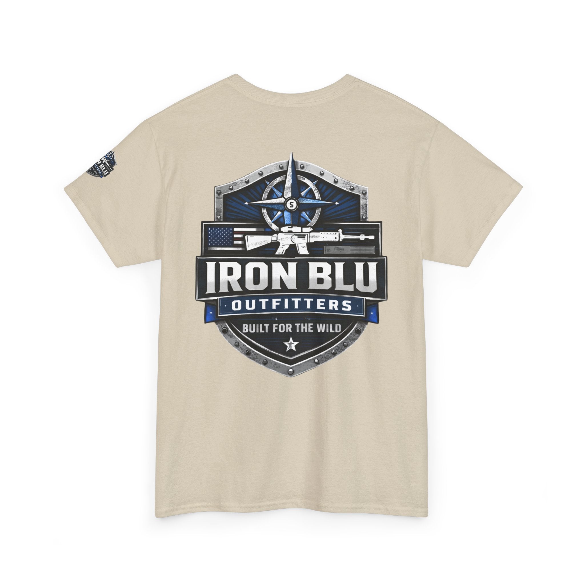 Iron Blu Outfitters T‑Shirt — 'Built for the Wild' Outdoor Logo Tee
