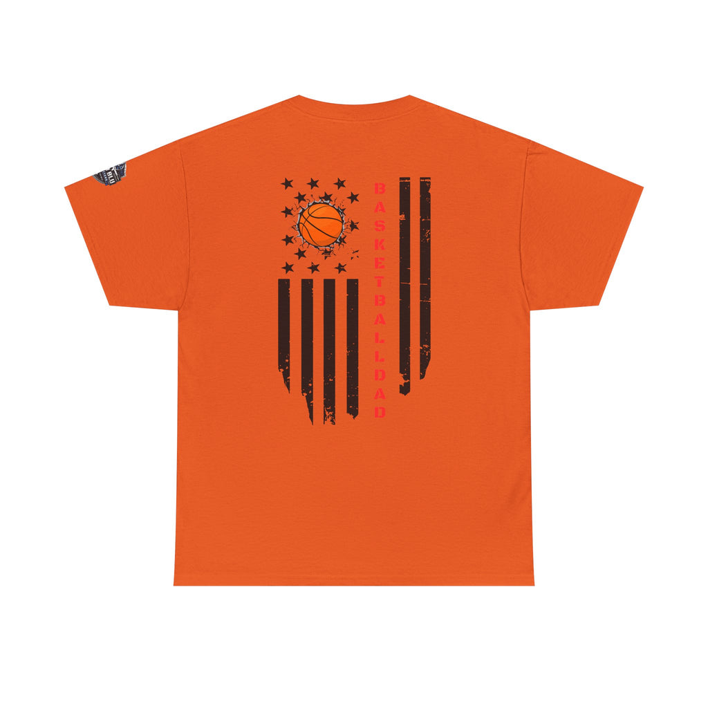 Basketball Dad T‑Shirt — Distressed Flag Design with Orange Basketball (Father’s Day Gift)