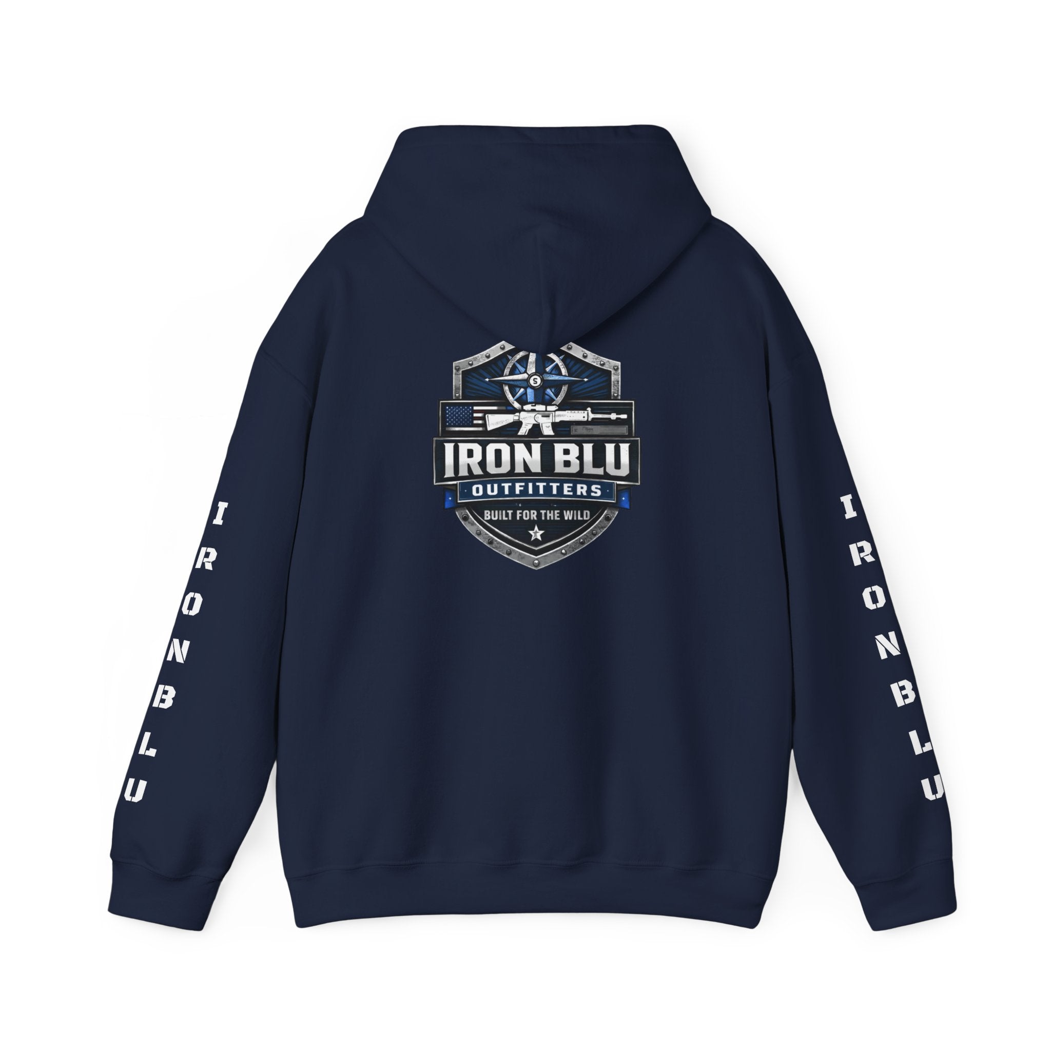 Iron Blu Outfitters Hoodie – “Built for the Wild” Outdoor Logo Pullover