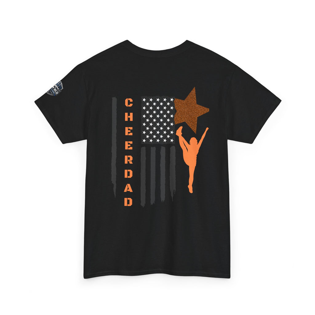 Cheer Dad T-Shirt — American Flag Cheerleader Dad Tee