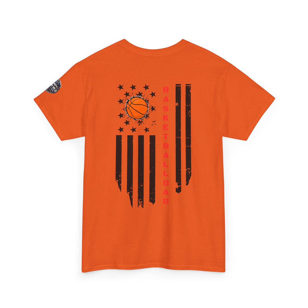 Basketball Dad T‑Shirt — Distressed Flag Design with Orange Basketball (Father’s Day Gift)