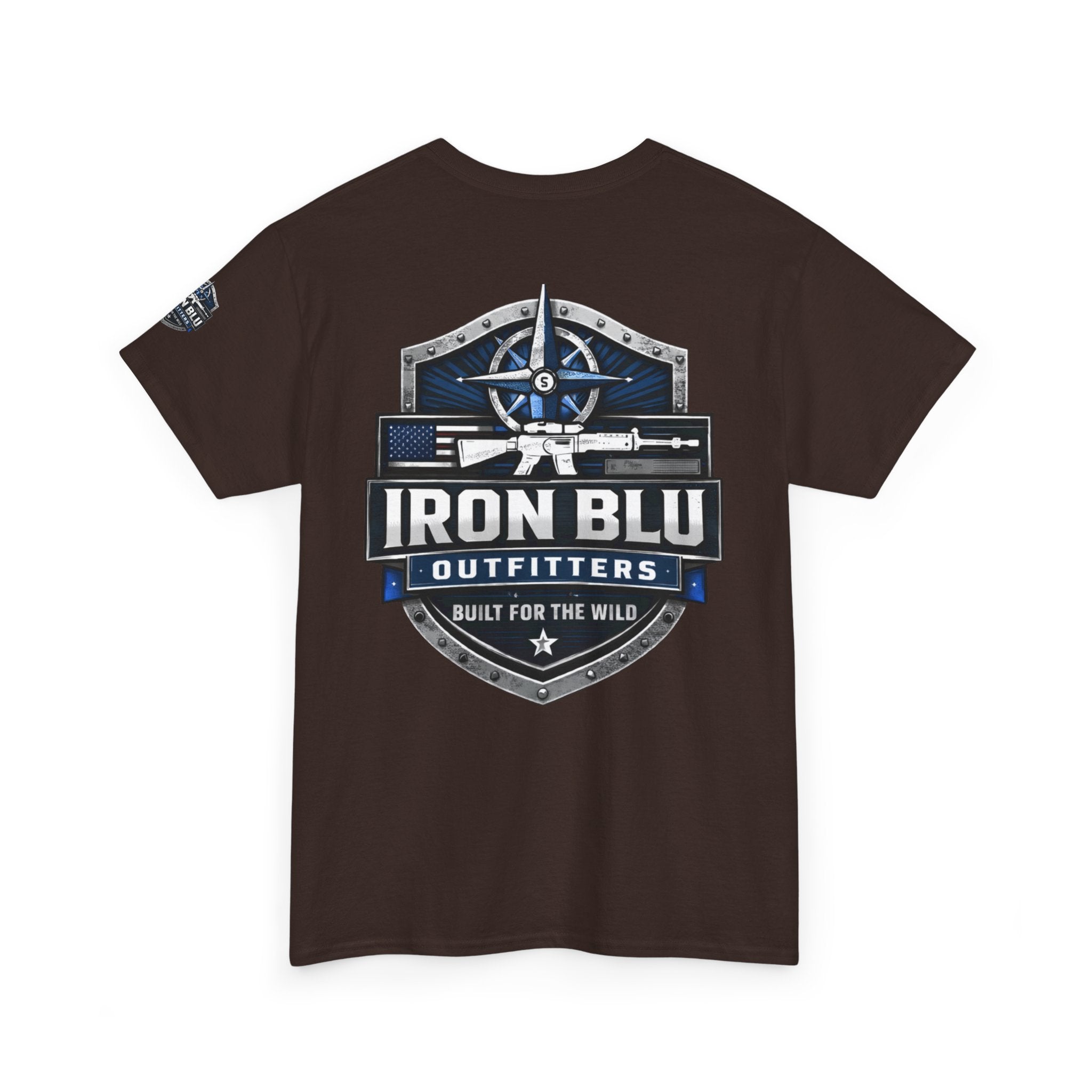 Iron Blu Outfitters T‑Shirt — 'Built for the Wild' Outdoor Logo Tee