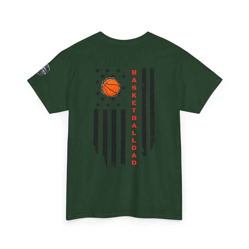 Basketball Dad T‑Shirt — Distressed Flag Design with Orange Basketball (Father’s Day Gift)