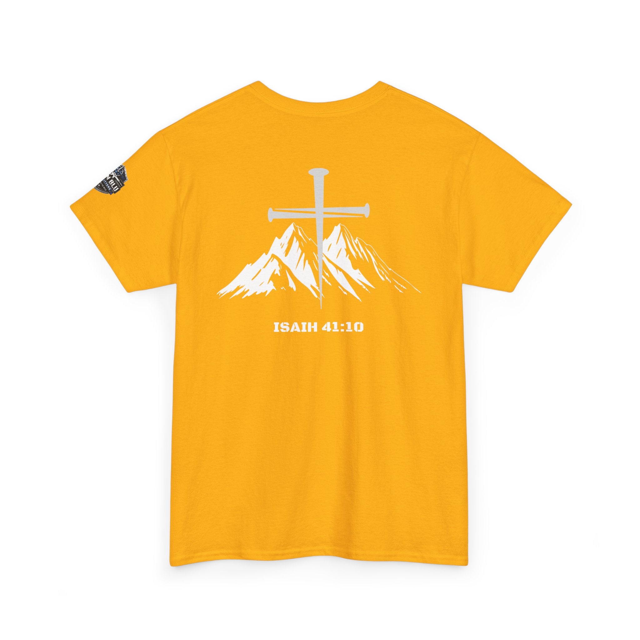 Christian Cross Mountain T-Shirt — Isaiah 41:10 Faith Tee