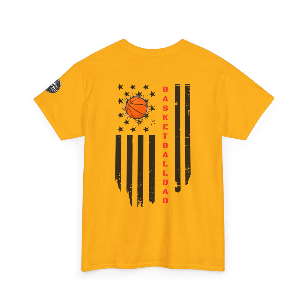 Basketball Dad T‑Shirt — Distressed Flag Design with Orange Basketball (Father’s Day Gift)