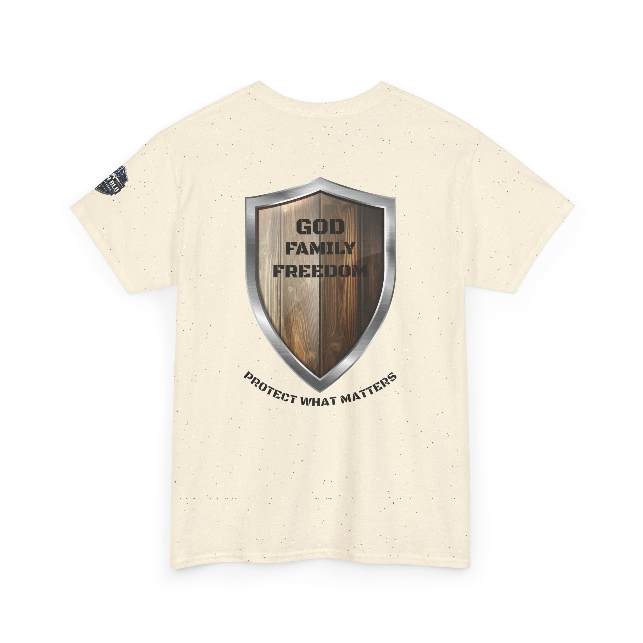 God Family Freedom Shield T‑Shirt — "Protect What Matters" Patriotic Tee