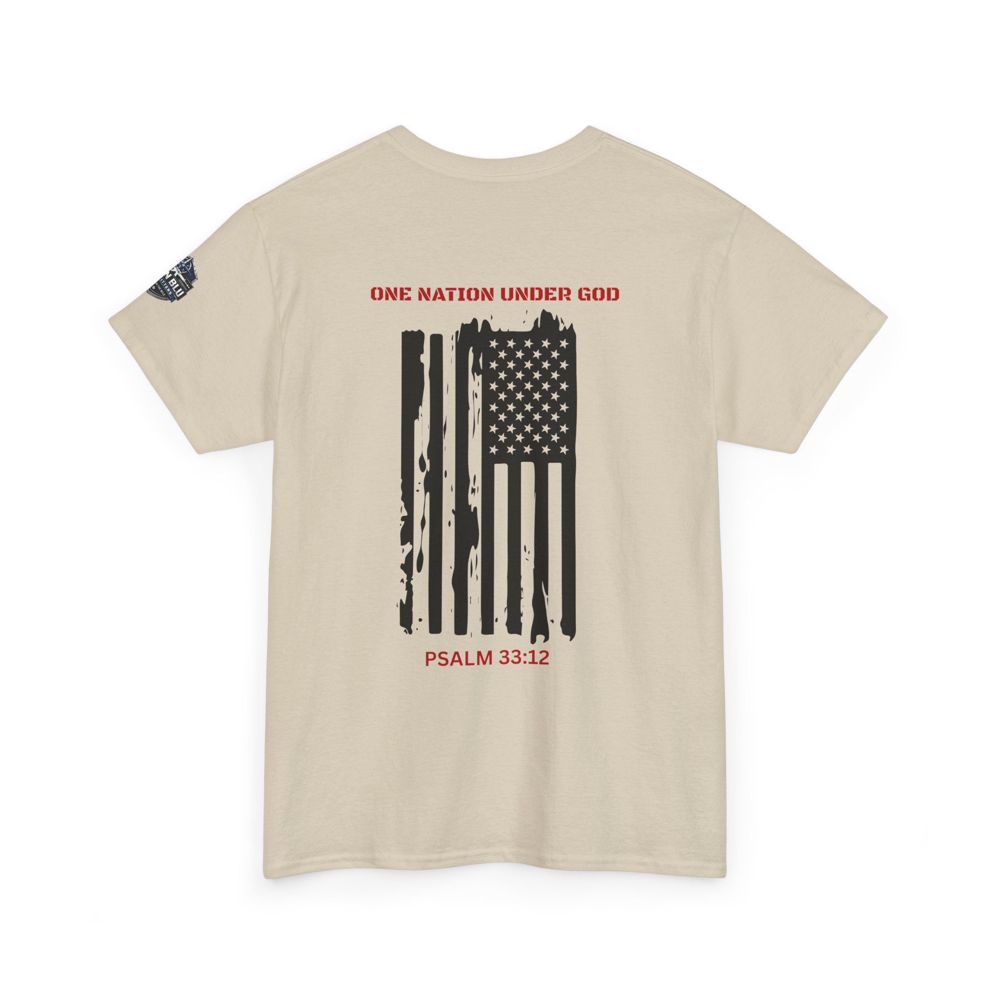 Patriotic 'One Nation Under God' Tee — Psalm 33:12 Flag T‑Shirt