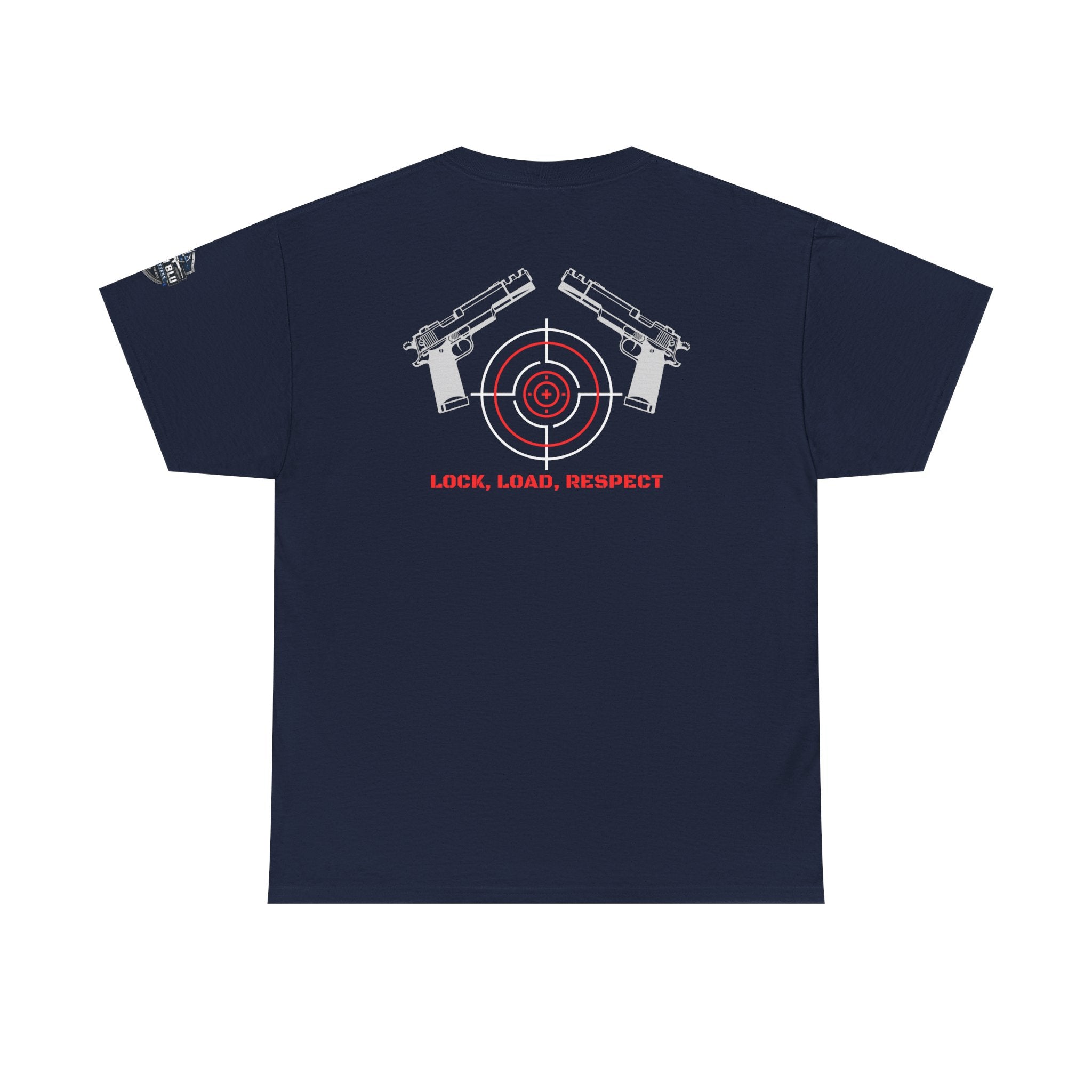 Gun Range T-Shirt — "Lock, Load, Respect" Target Graphic