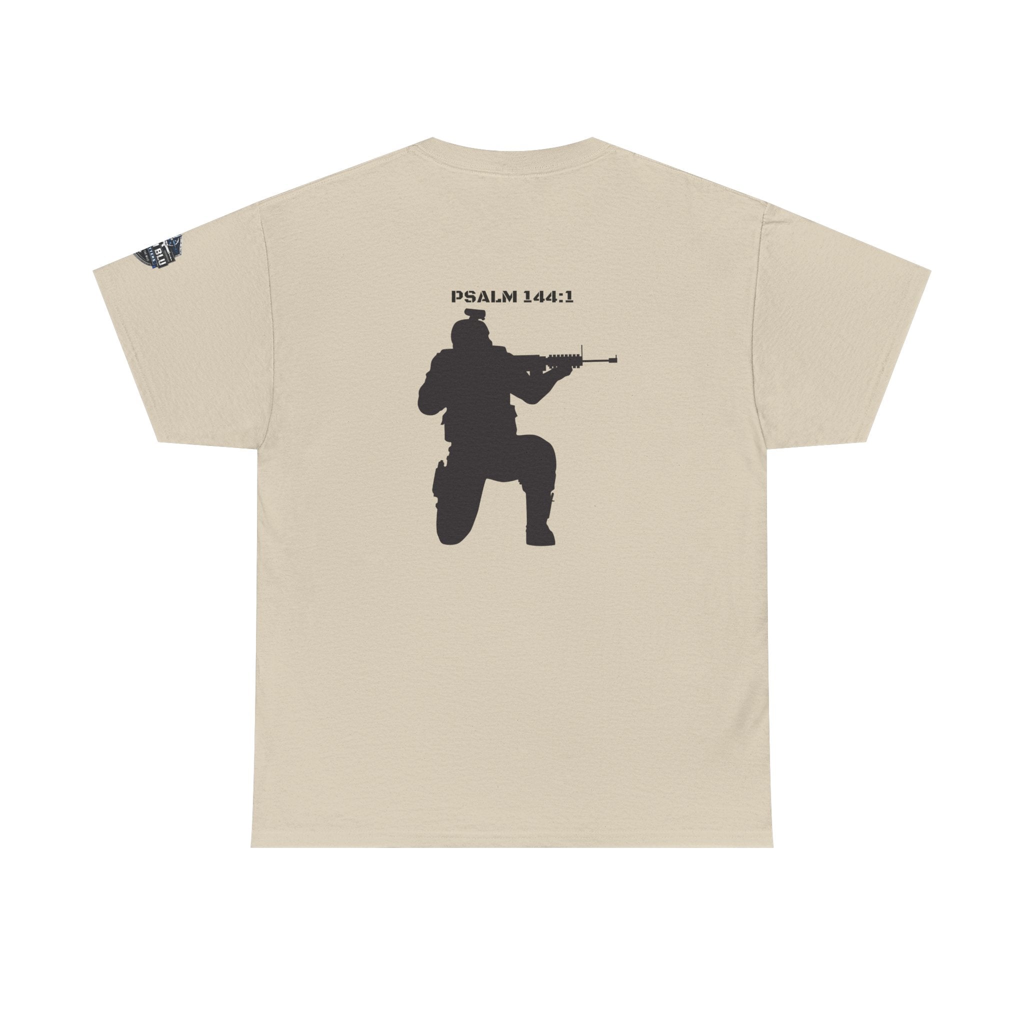 Psalm 144:1 Rifle Silhouette Tee — Military Faith Graphic T-Shirt
