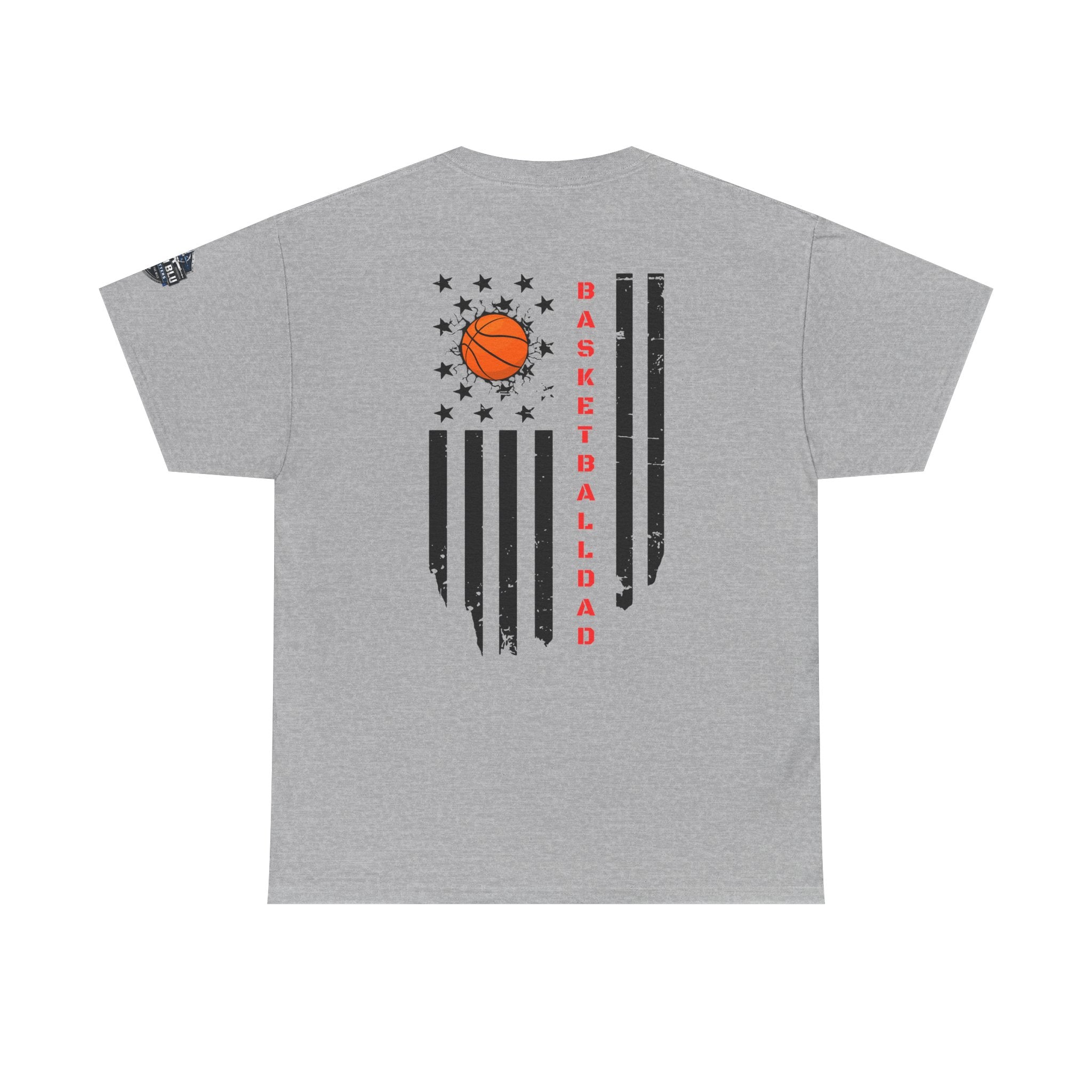 Basketball Dad T‑Shirt — Distressed Flag Design with Orange Basketball (Father’s Day Gift)