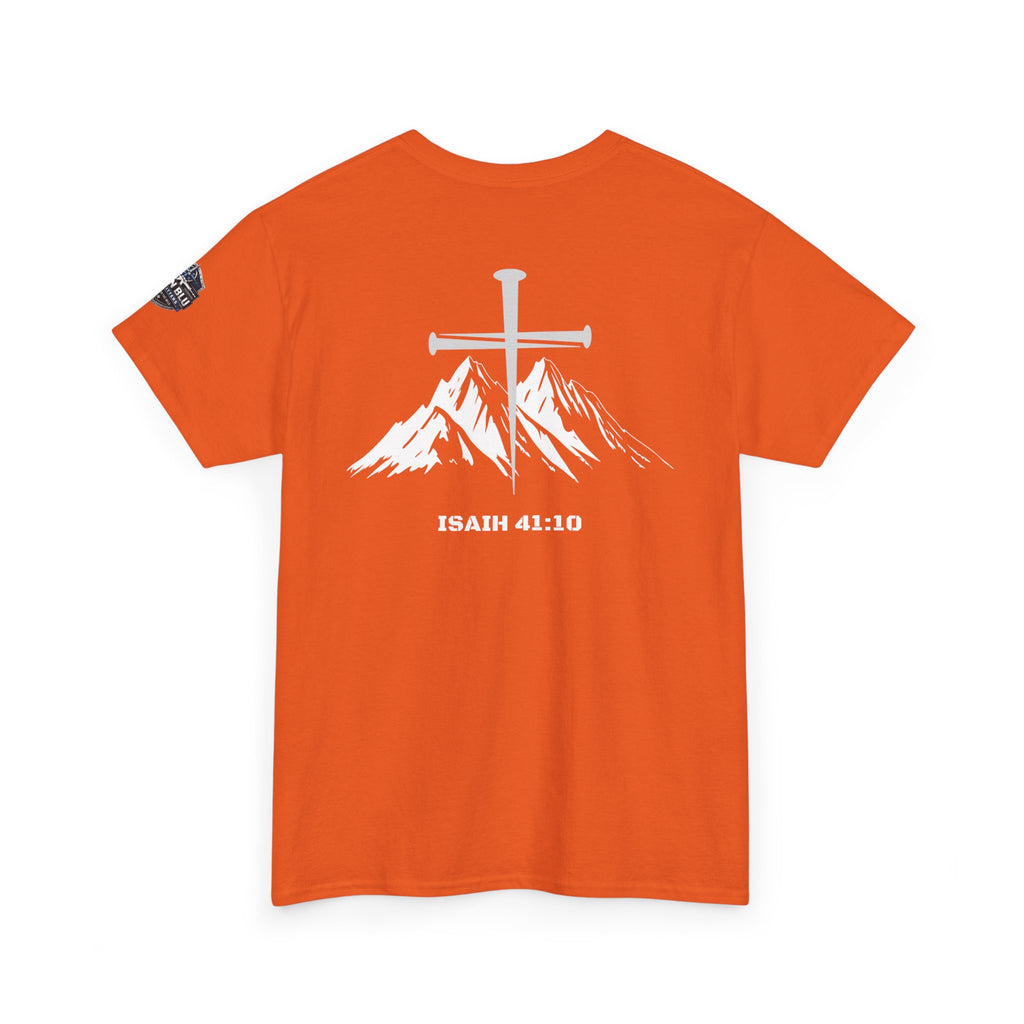 Christian Cross Mountain T-Shirt — Isaiah 41:10 Faith Tee