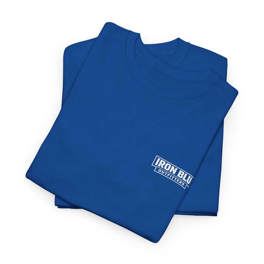 Scout Dad Camping T‑Shirt — Tent, Pine Trees & Fleur‑de‑Lis Outdoor Tee