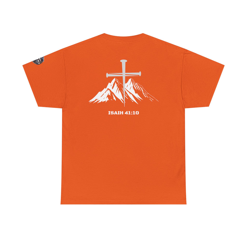 Christian Cross Mountain T-Shirt — Isaiah 41:10 Faith Tee