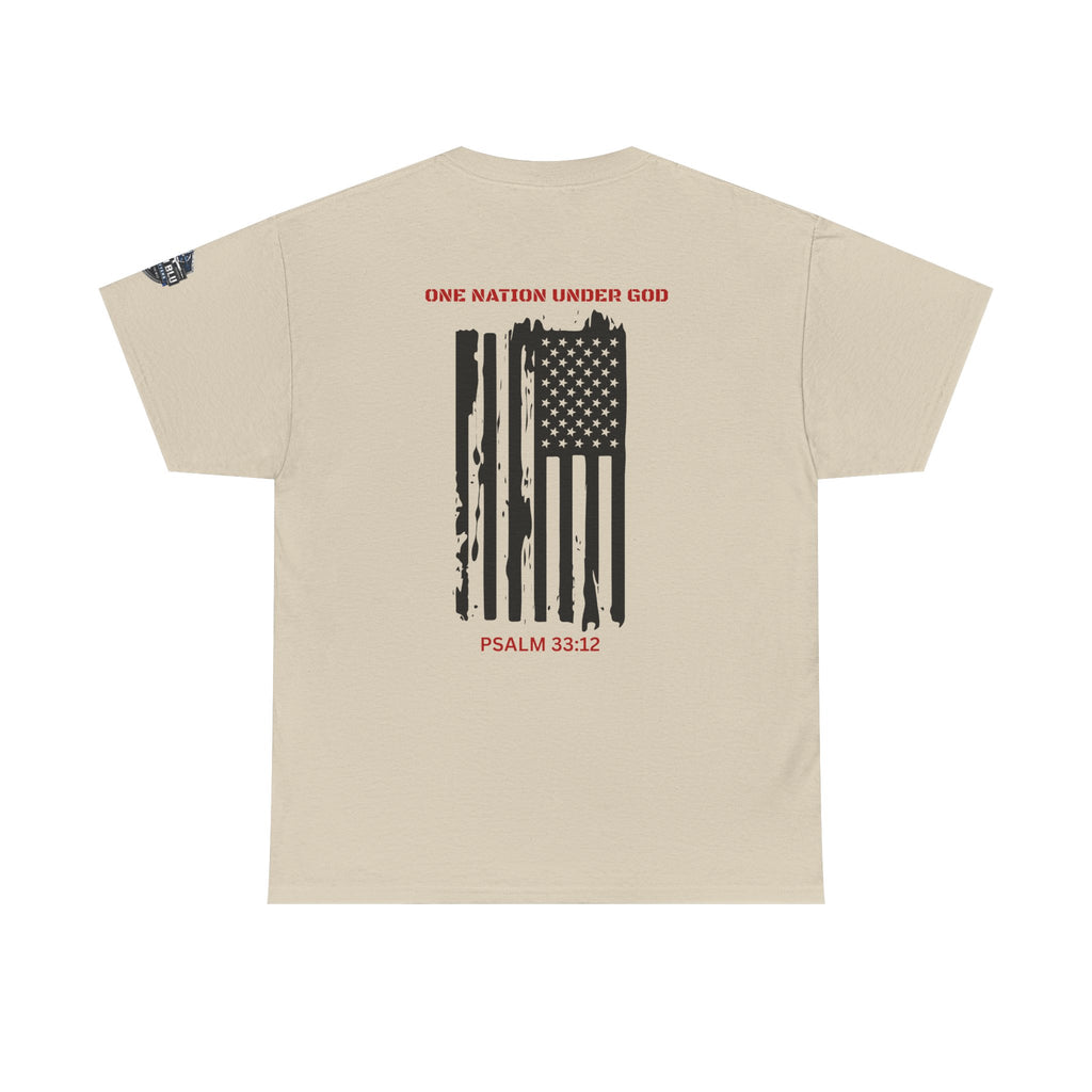 Patriotic 'One Nation Under God' Tee — Psalm 33:12 Flag T‑Shirt