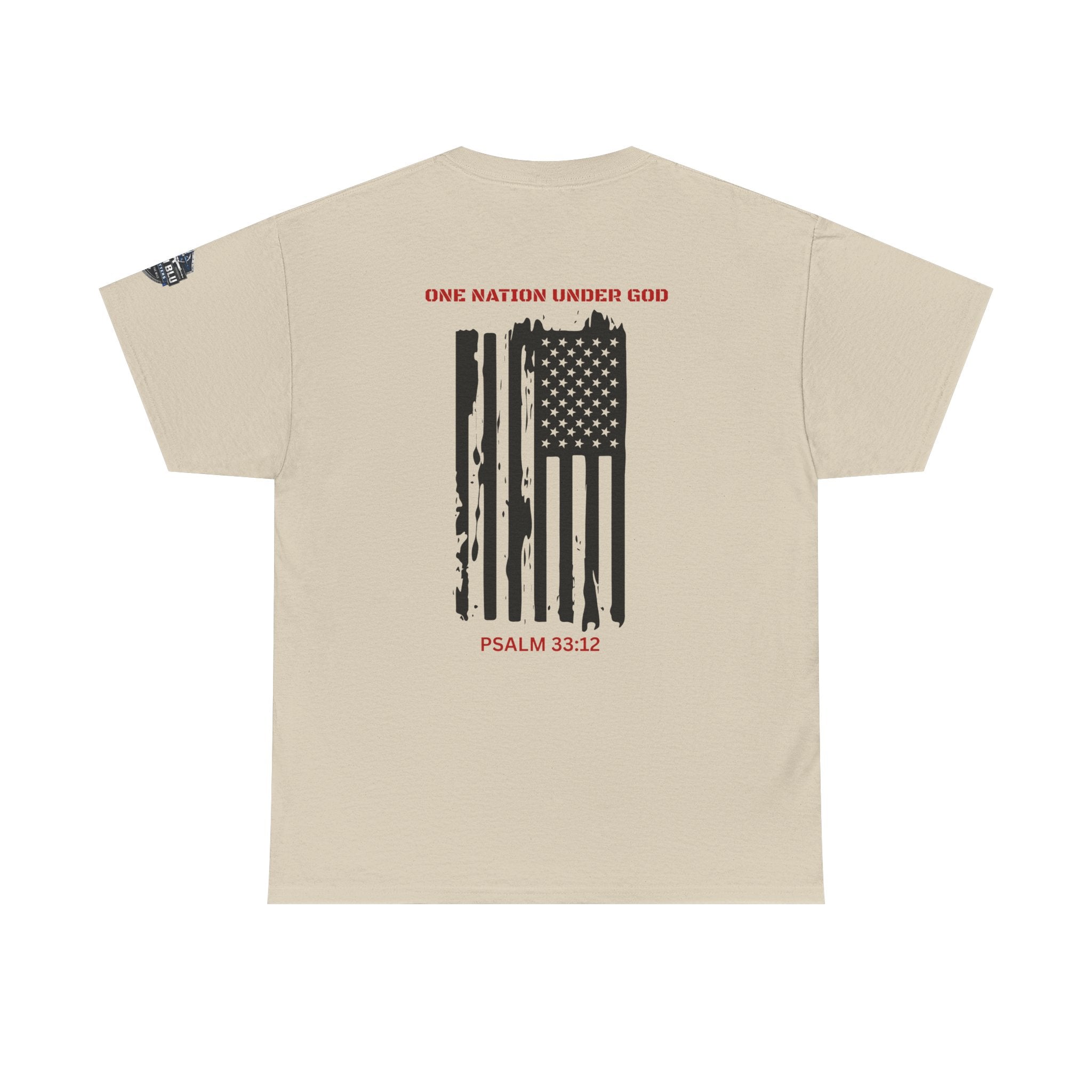 Patriotic 'One Nation Under God' Tee — Psalm 33:12 Flag T‑Shirt