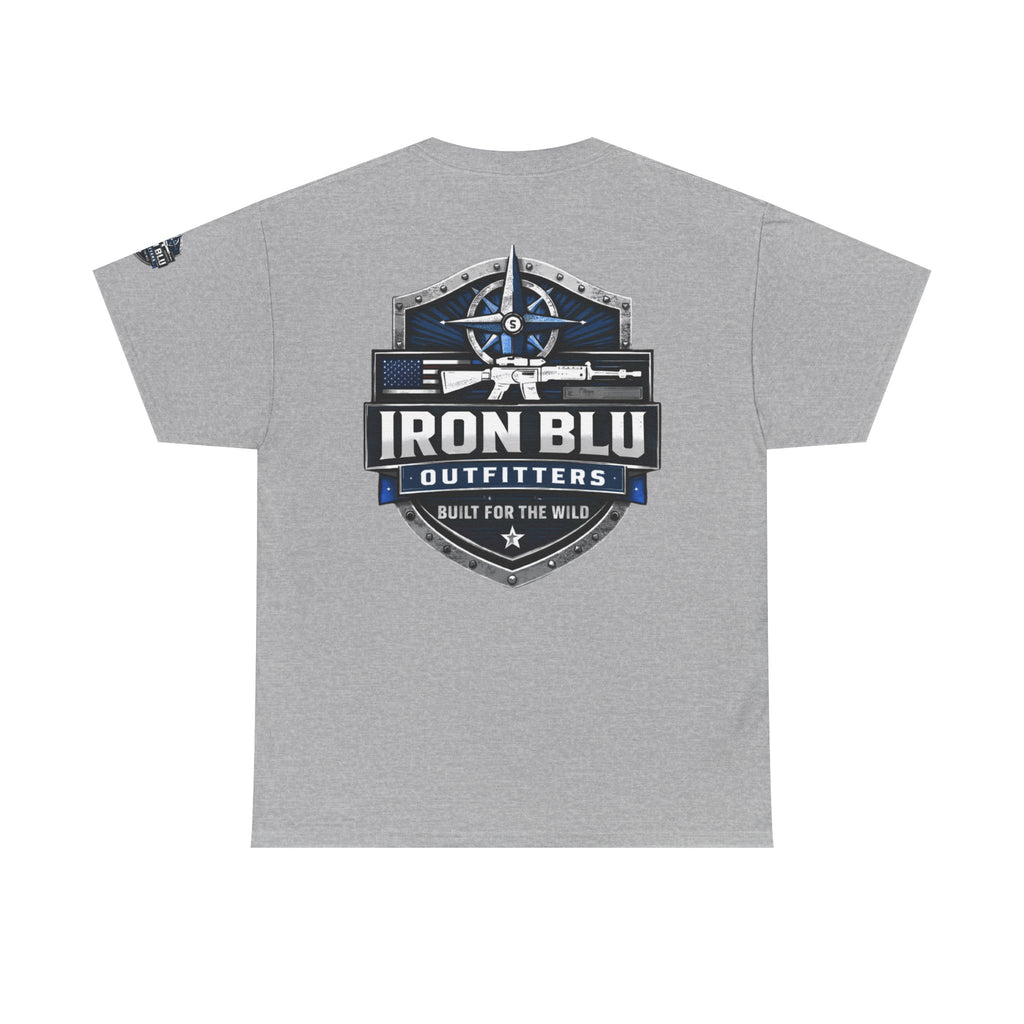 Iron Blu Outfitters T‑Shirt — 'Built for the Wild' Outdoor Logo Tee