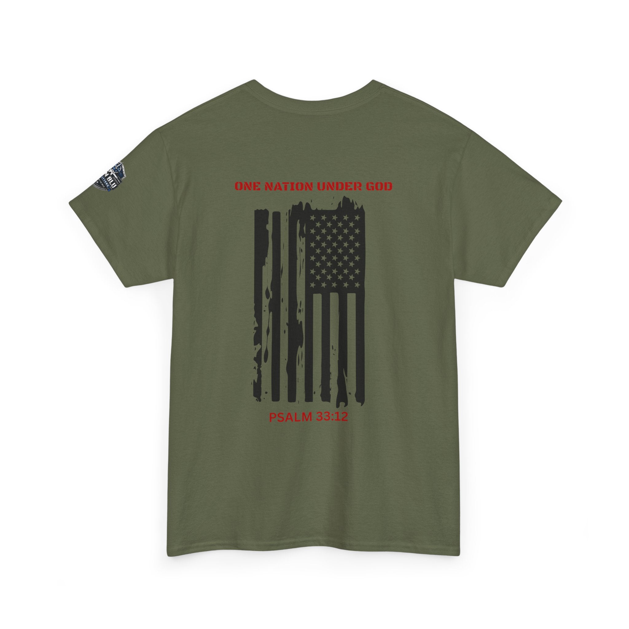 Patriotic 'One Nation Under God' Tee — Psalm 33:12 Flag T‑Shirt