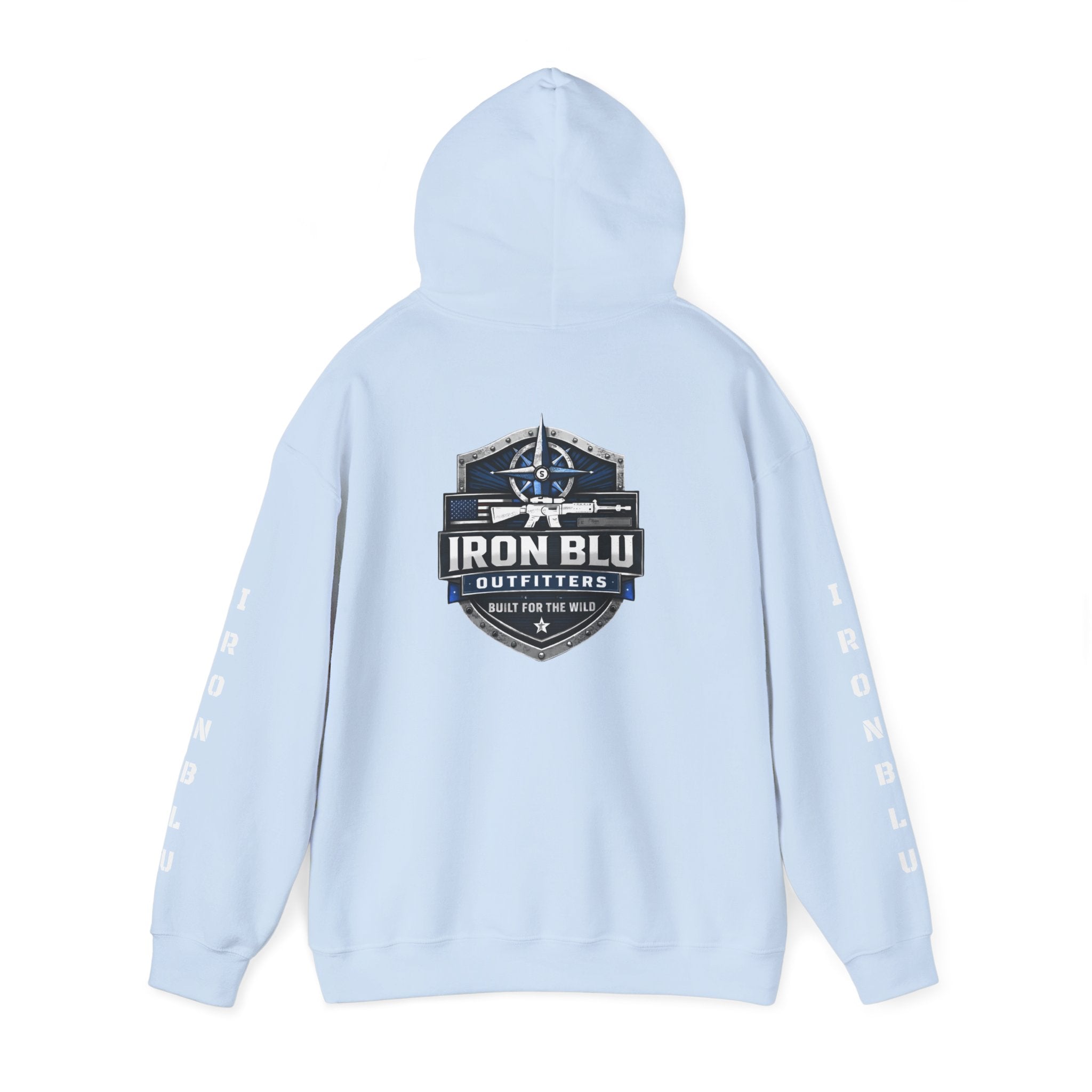 Iron Blu Outfitters Hoodie – “Built for the Wild” Outdoor Logo Pullover