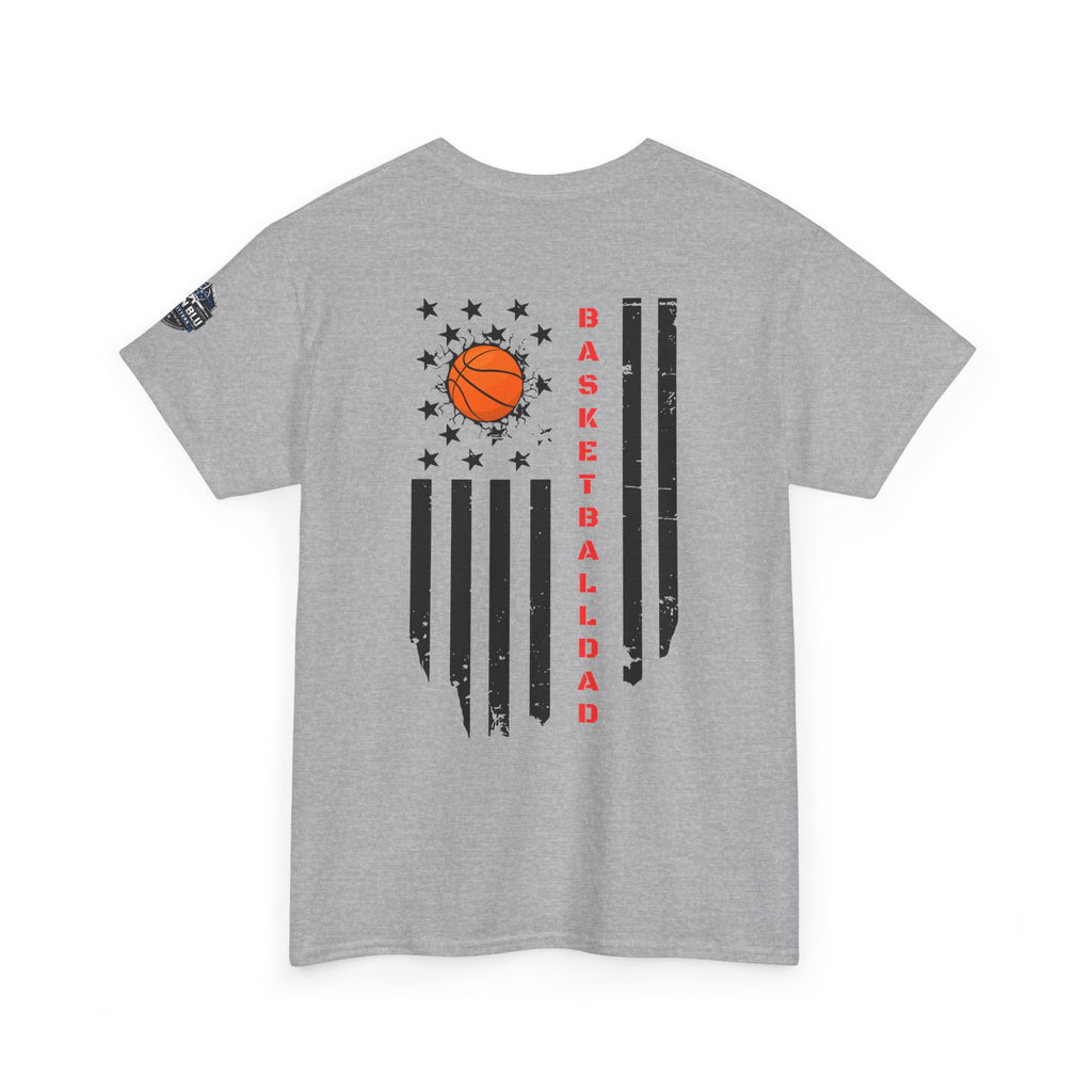 Basketball Dad T‑Shirt — Distressed Flag Design with Orange Basketball (Father’s Day Gift)