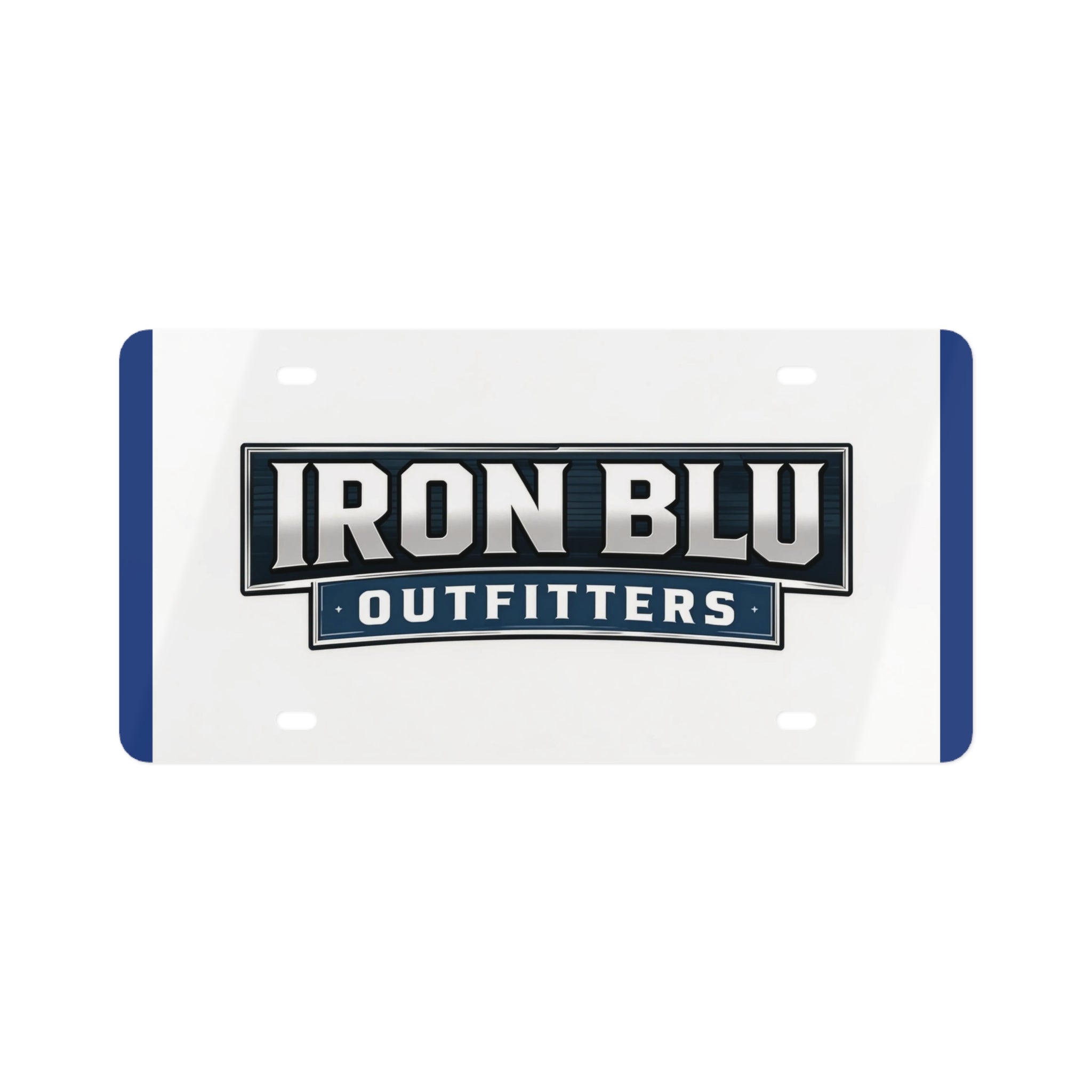 Iron Blu Outfitters Logo License Plate — Branded Decorative Front Plate