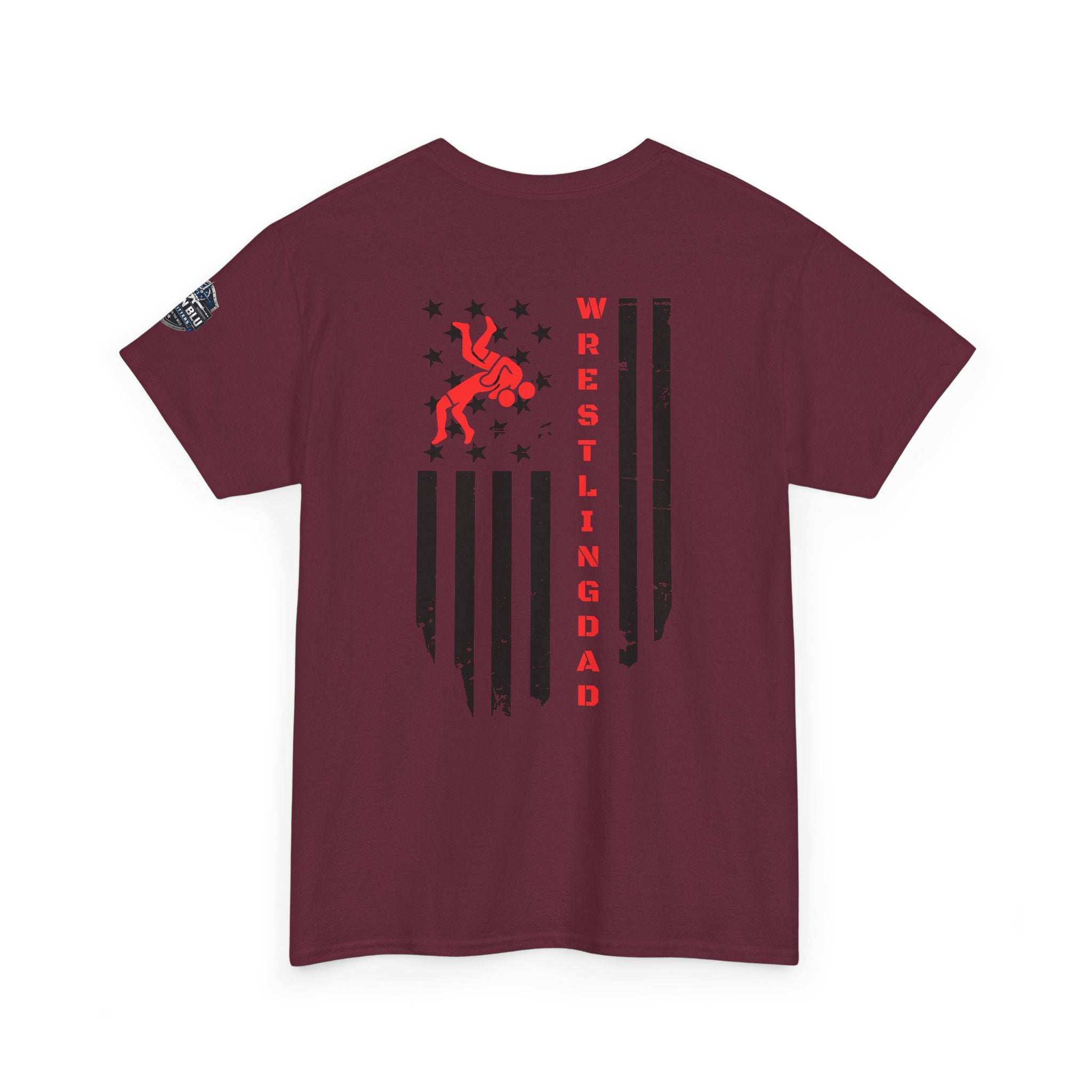 Wrestling Dad T‑Shirt — Distressed Flag Back Graphic Tee