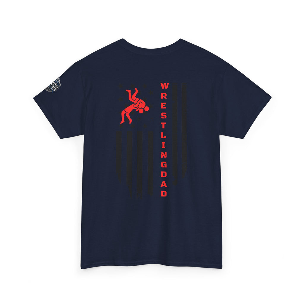 Wrestling Dad T‑Shirt — Distressed Flag Back Graphic Tee