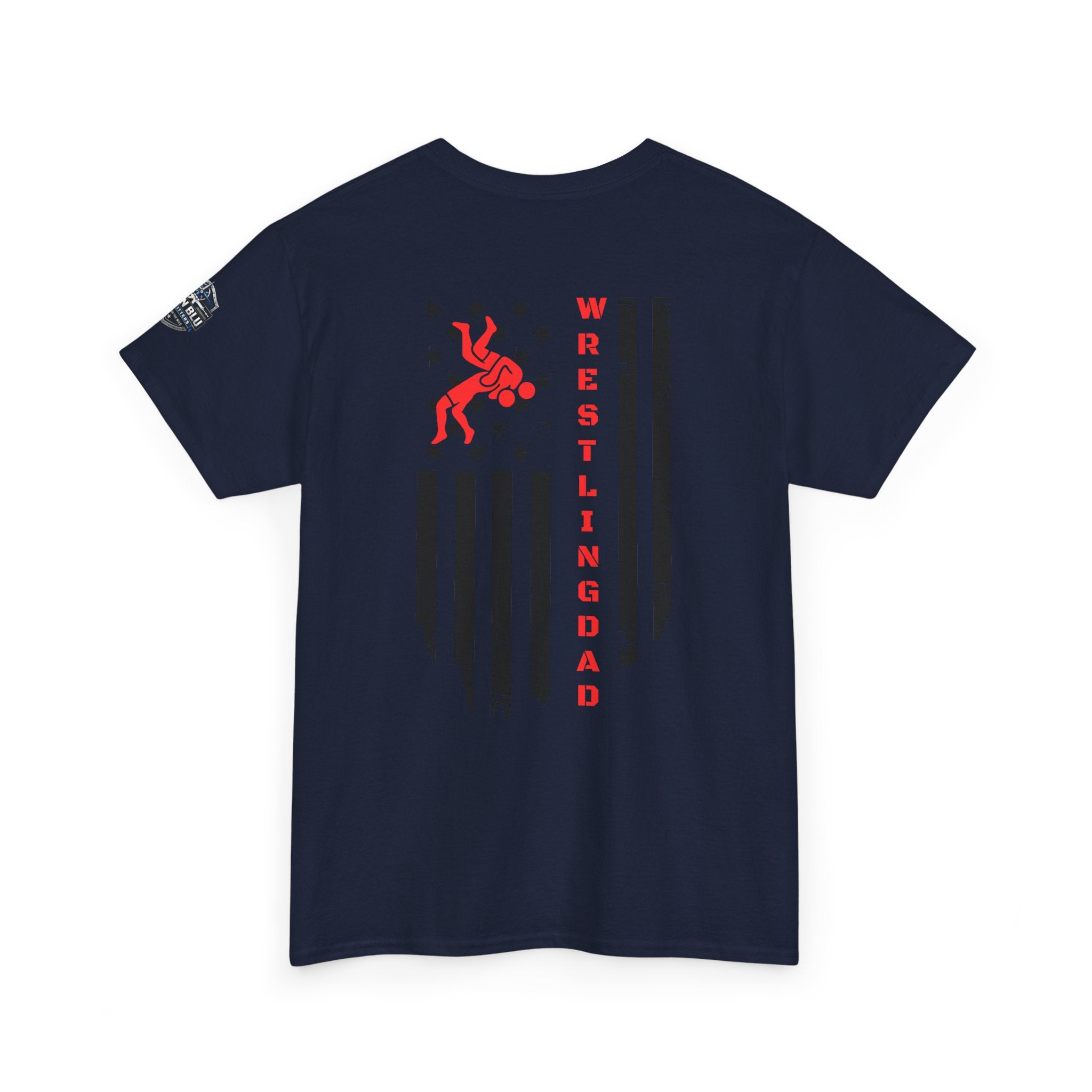 Wrestling Dad T‑Shirt — Distressed Flag Back Graphic Tee