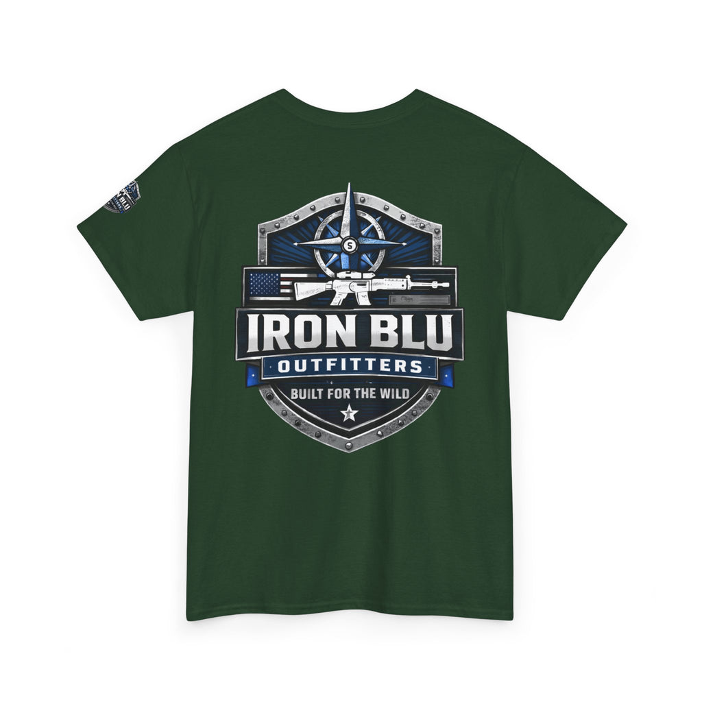 Iron Blu Outfitters T‑Shirt — 'Built for the Wild' Outdoor Logo Tee