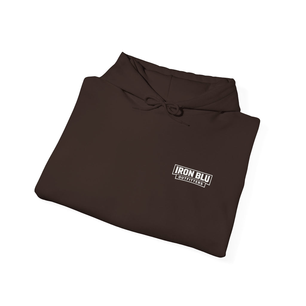 Iron Blu Outfitters Hoodie – “Built for the Wild” Outdoor Logo Pullover