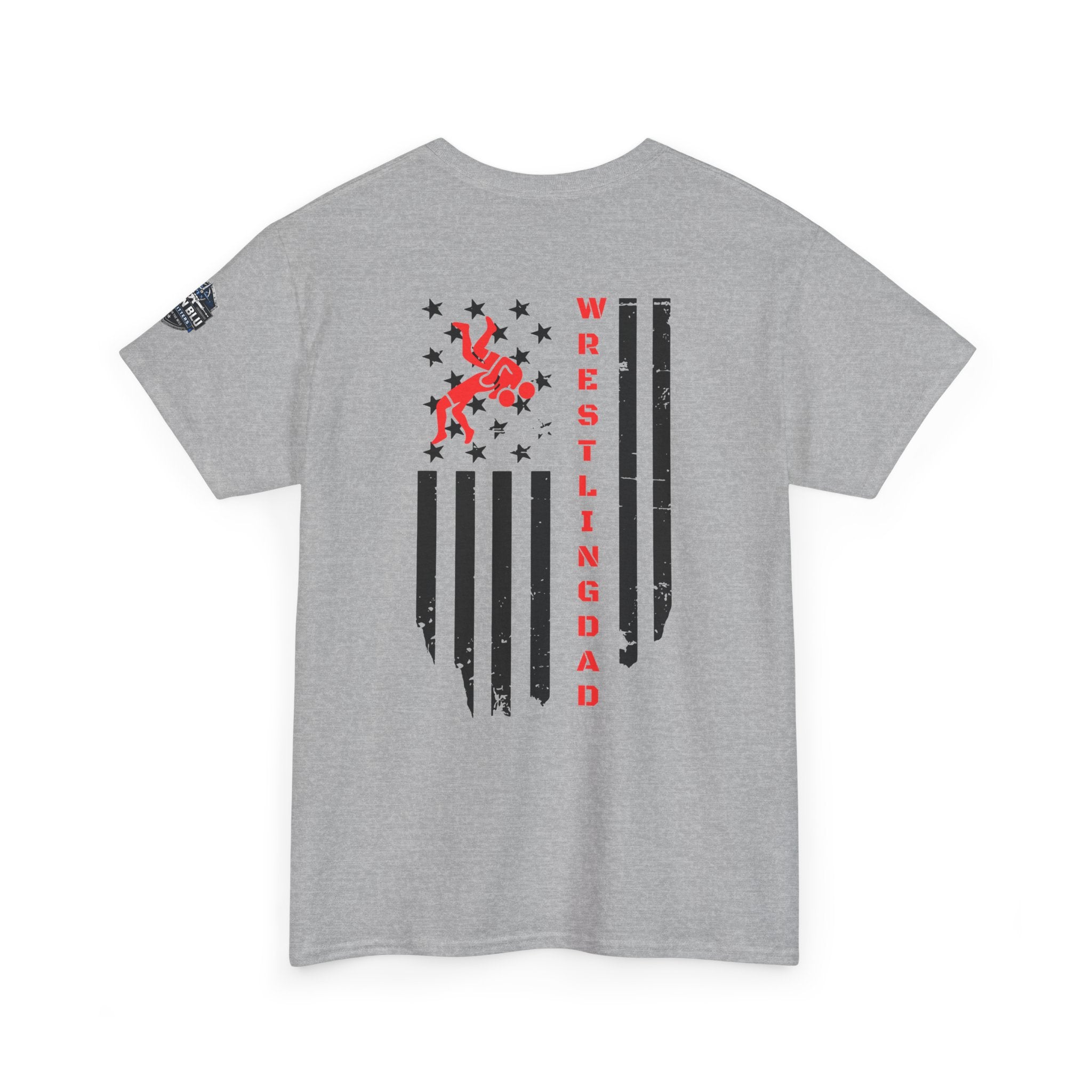 Wrestling Dad T‑Shirt — Distressed Flag Back Graphic Tee
