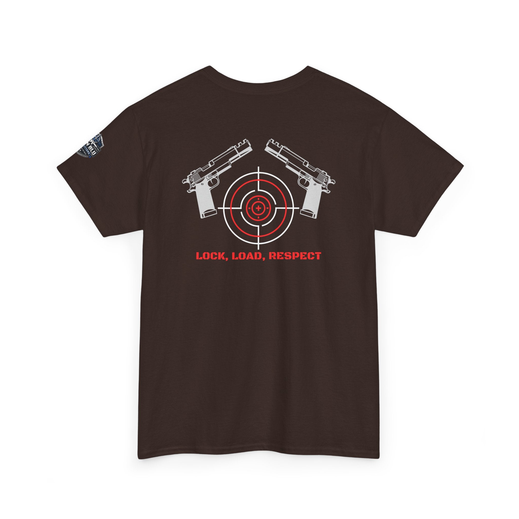 Gun Range T-Shirt — "Lock, Load, Respect" Target Graphic