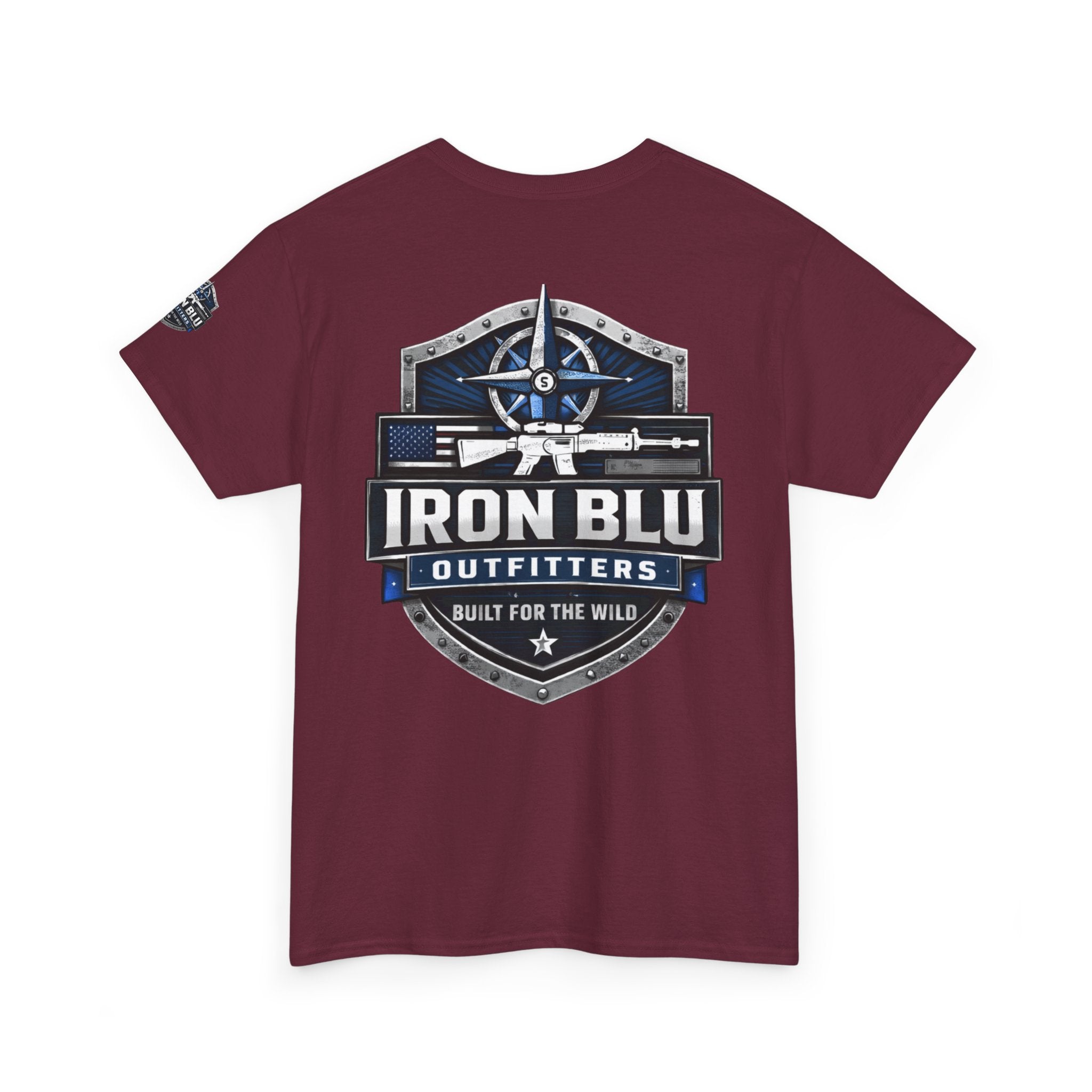 Iron Blu Outfitters T‑Shirt — 'Built for the Wild' Outdoor Logo Tee