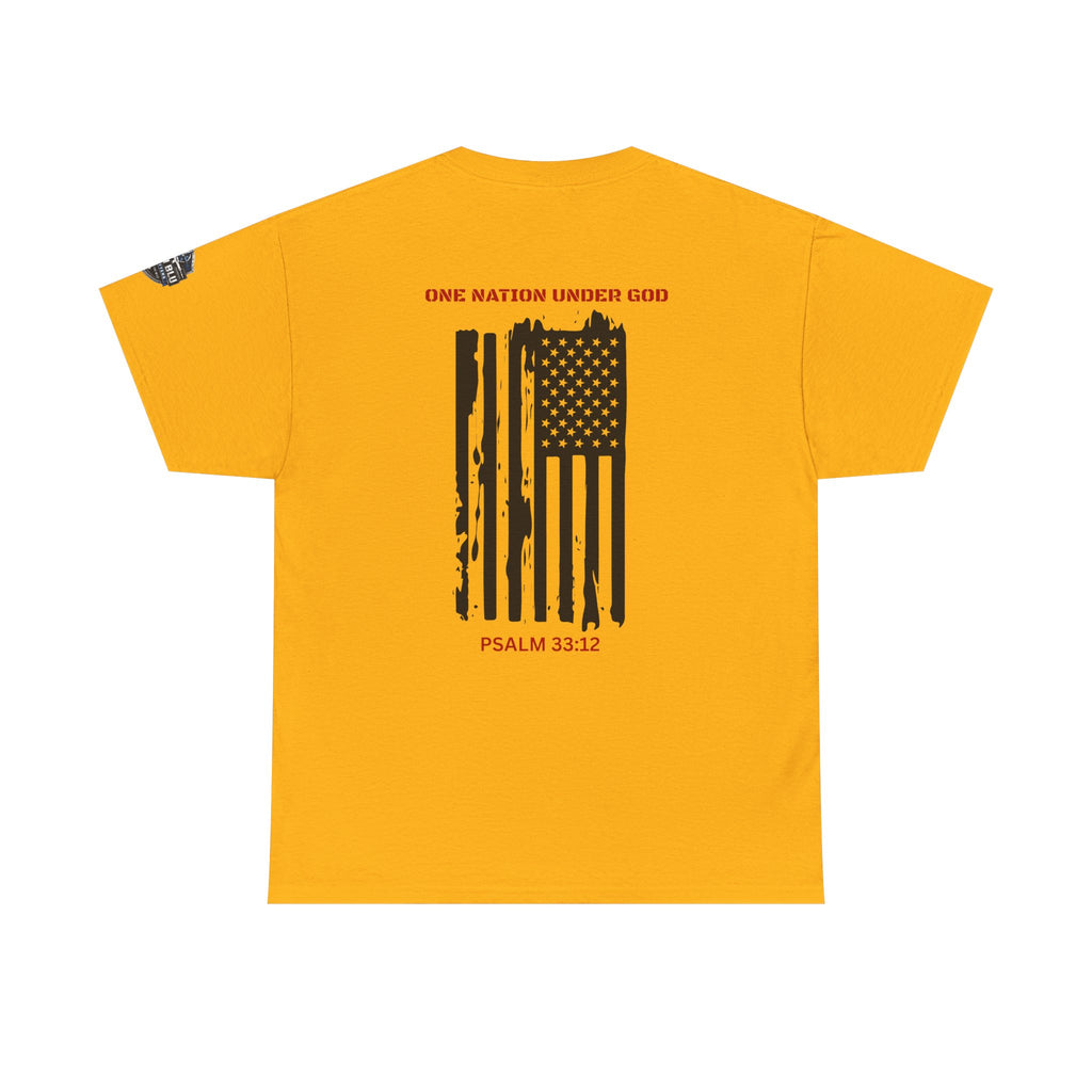 Patriotic 'One Nation Under God' Tee — Psalm 33:12 Flag T‑Shirt