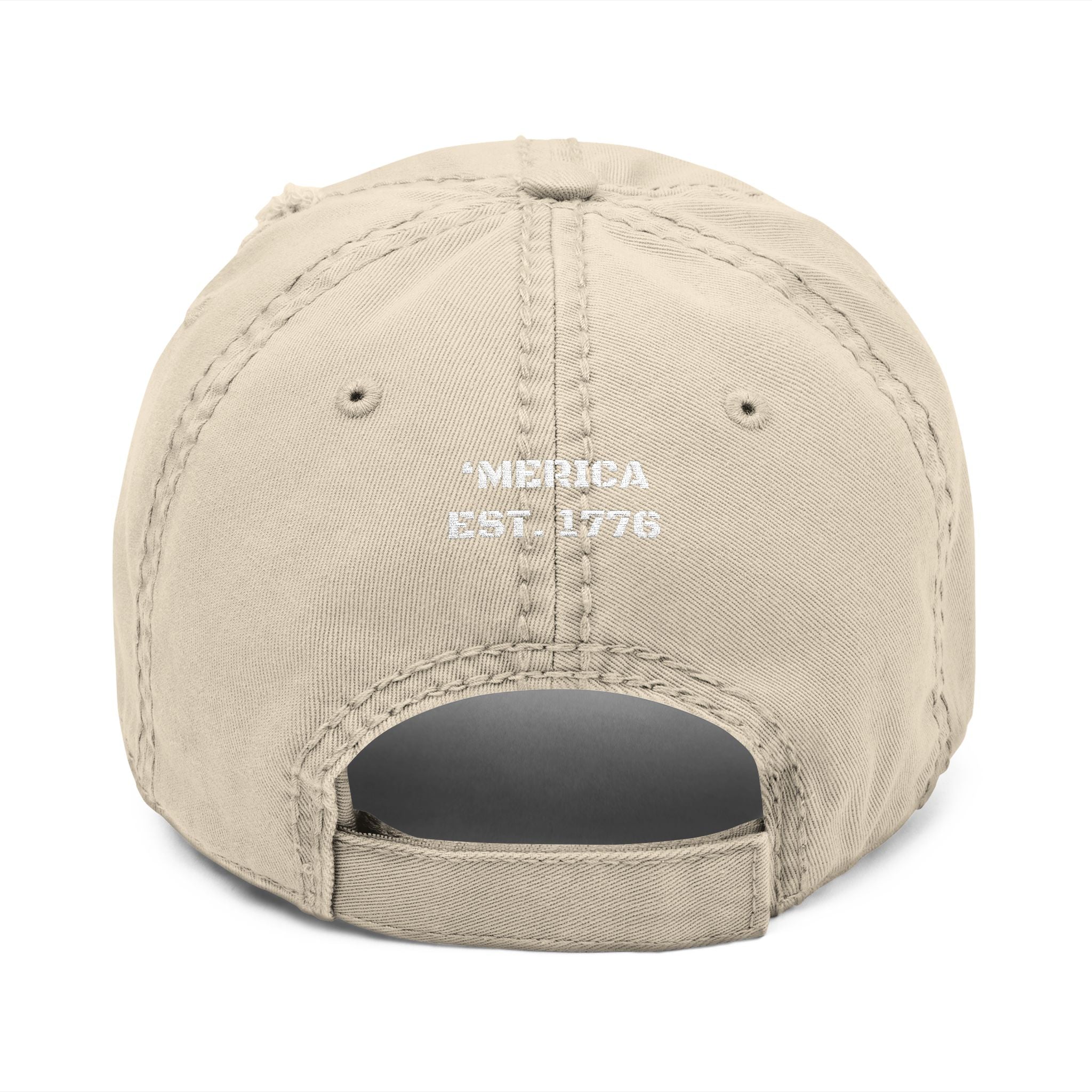 Distressed Embroidered Dad Hat — IRON BLU 'Merica Est. 1776 Vintage Baseball Cap