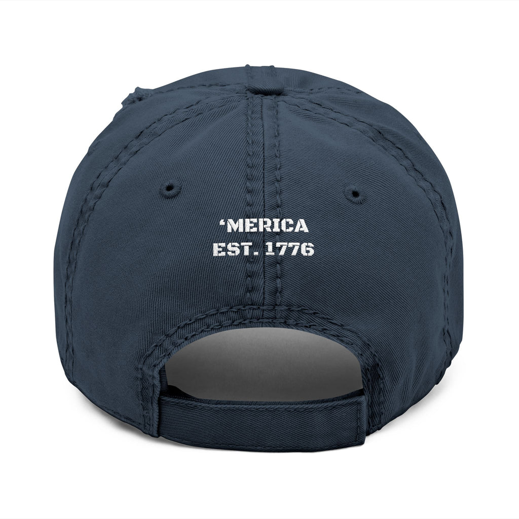 Distressed Embroidered Dad Hat — IRON BLU 'Merica Est. 1776 Vintage Baseball Cap
