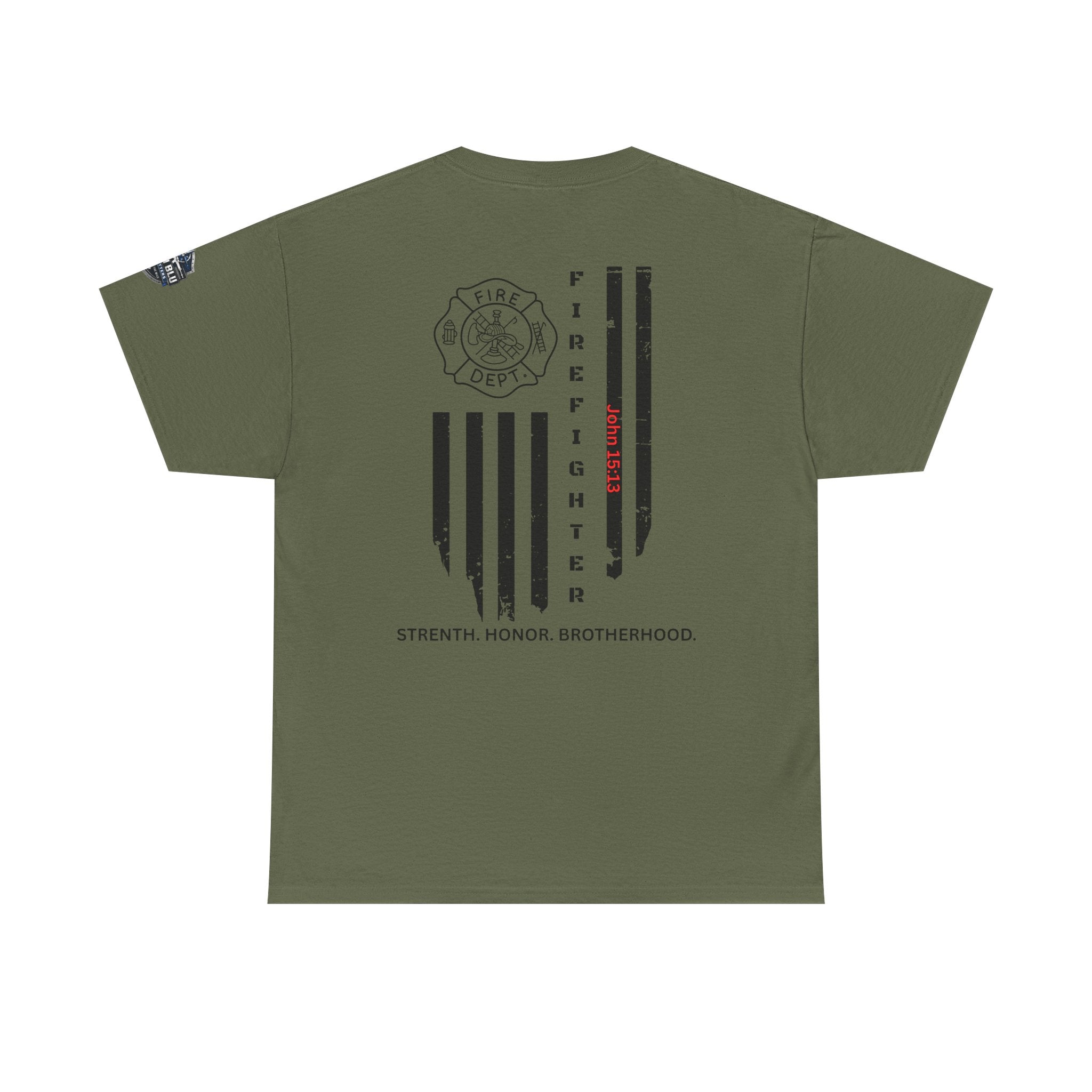 Firefighter Flag T-Shirt — Strength, Honor, Brotherhood Tee