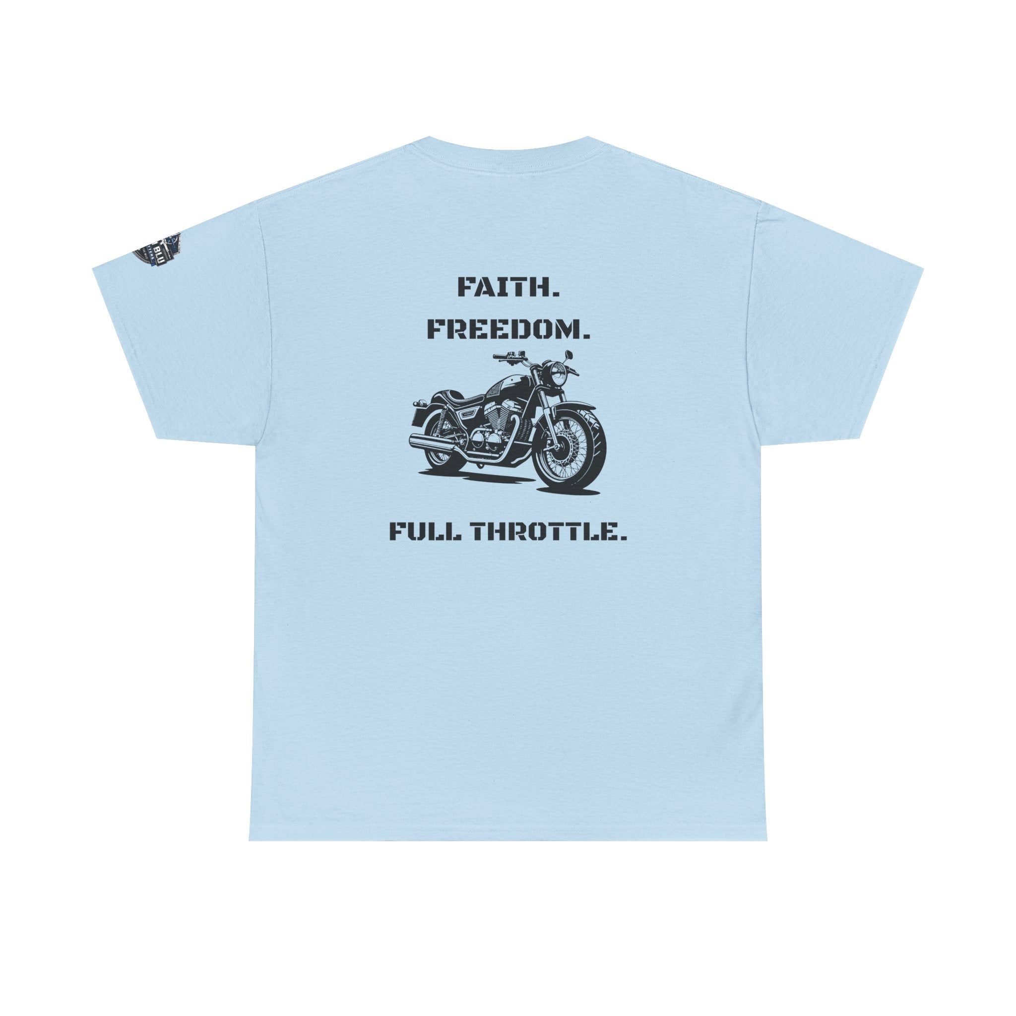 Motorcycle Tee — "Faith. Freedom. Full Throttle." Vintage Biker T-Shirt