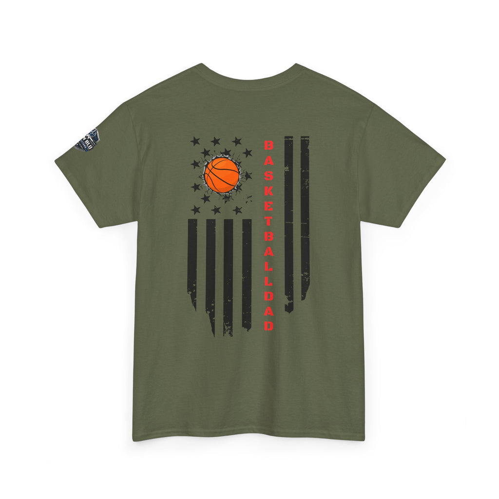 Basketball Dad T‑Shirt — Distressed Flag Design with Orange Basketball (Father’s Day Gift)