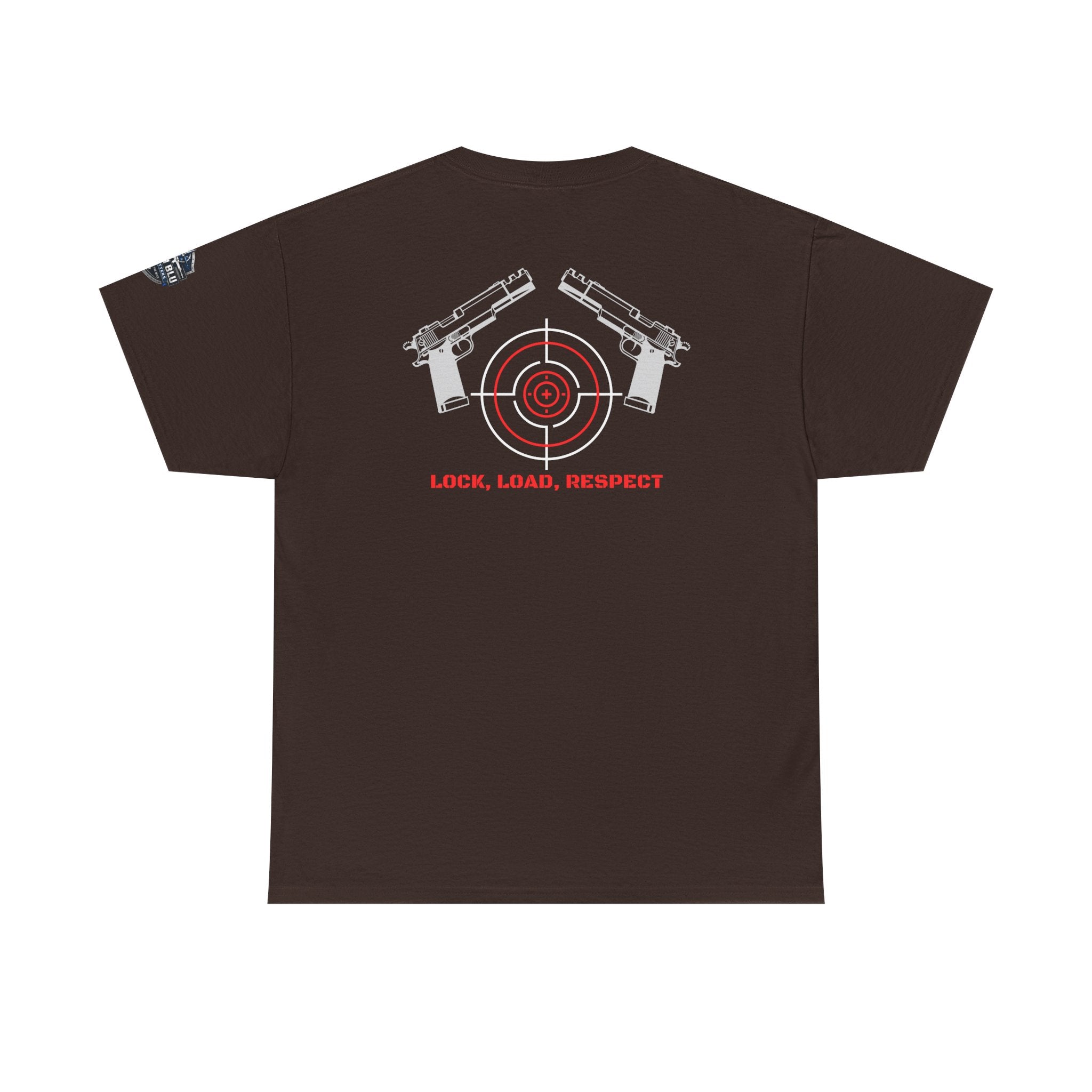 Gun Range T-Shirt — "Lock, Load, Respect" Target Graphic