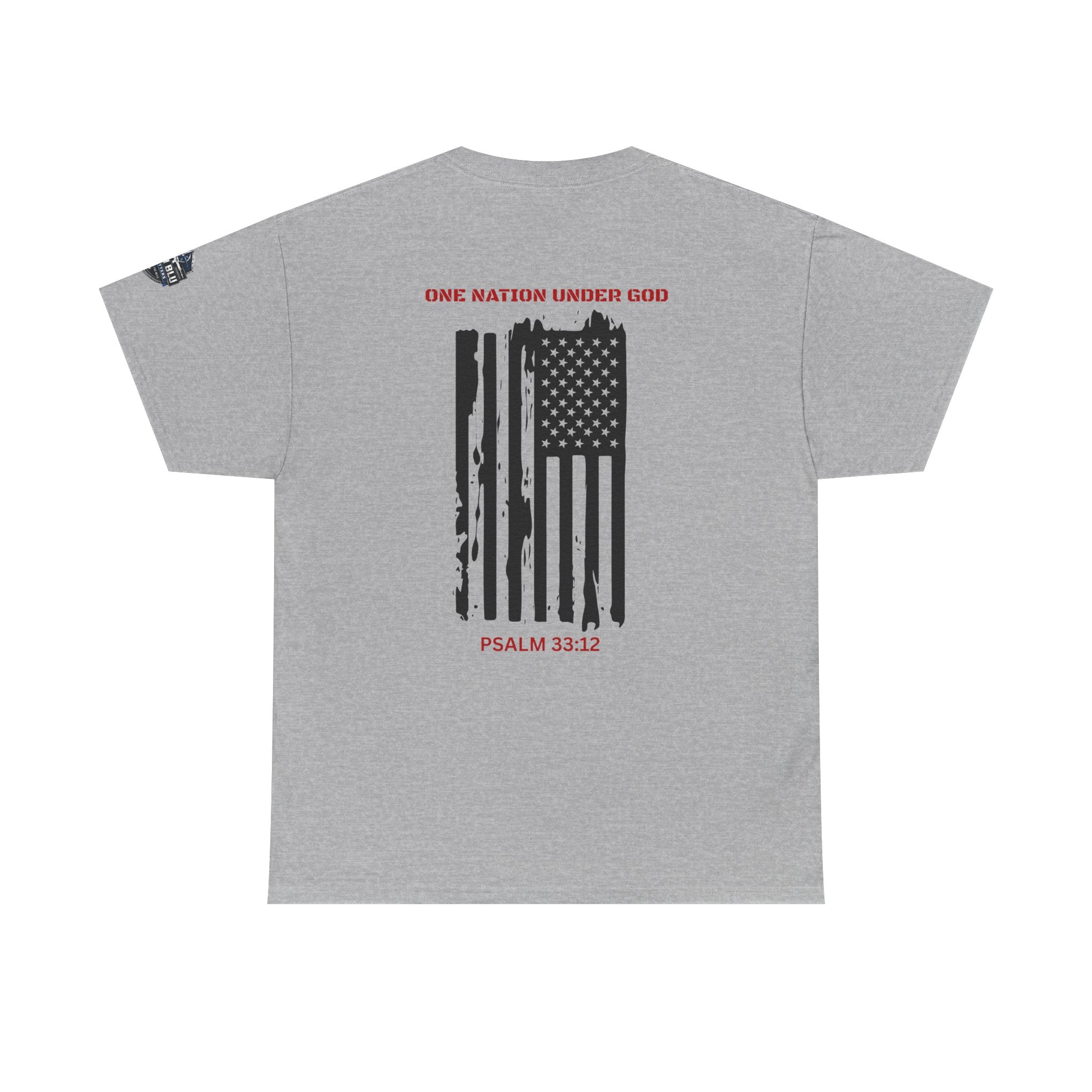 Patriotic 'One Nation Under God' Tee — Psalm 33:12 Flag T‑Shirt