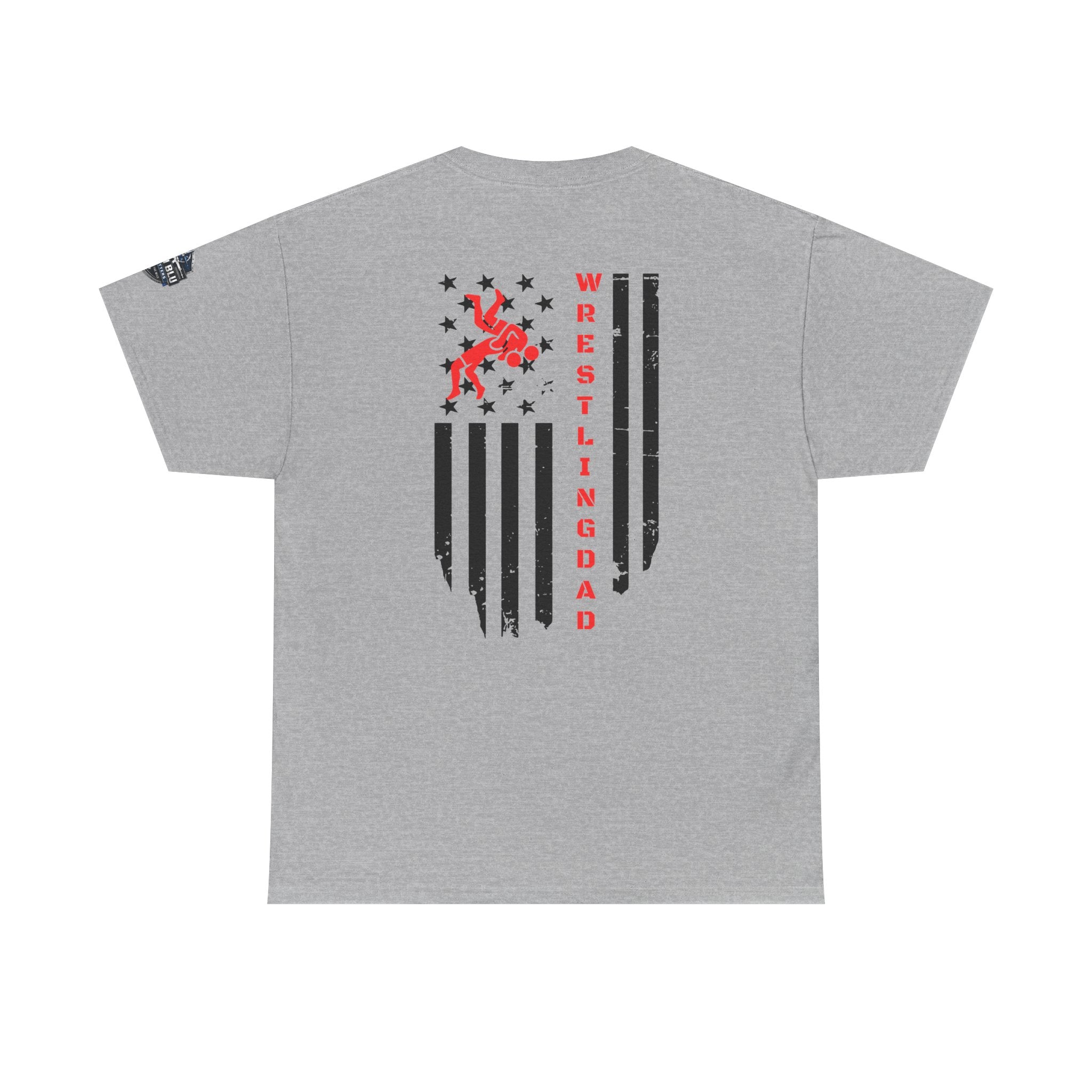 Wrestling Dad T‑Shirt — Distressed Flag Back Graphic Tee