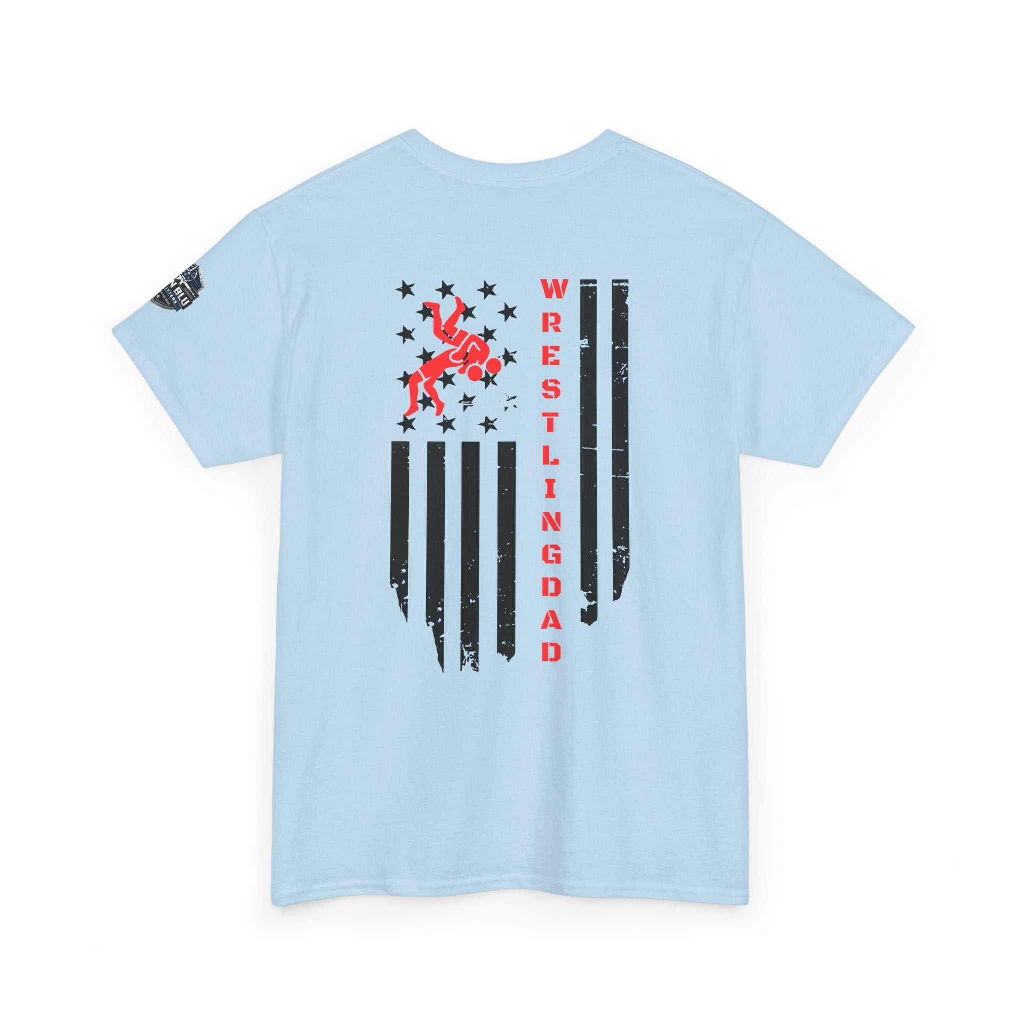 Wrestling Dad T‑Shirt — Distressed Flag Back Graphic Tee