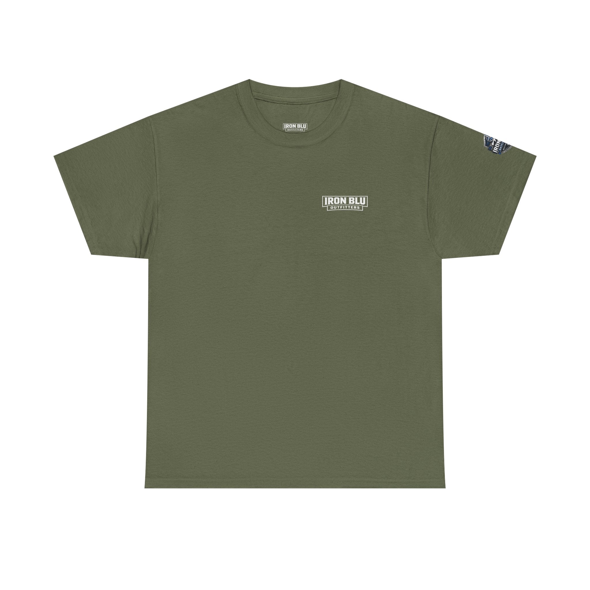 Law Enforcement Tribute T-Shirt — "Strength, Honor, Brotherhood" Badge & Flag Design